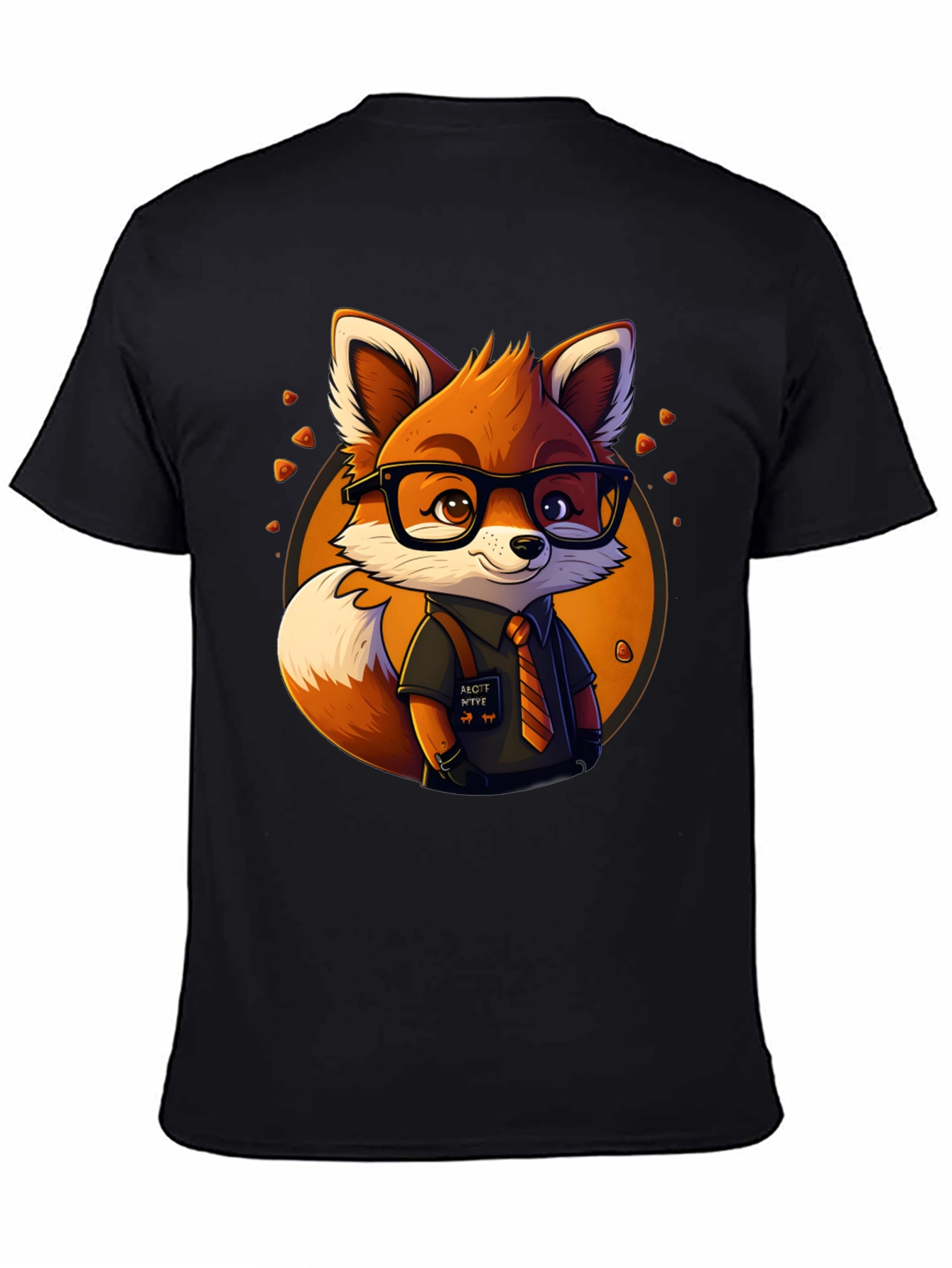 Fox Cartoon Graphic Print Black Tee