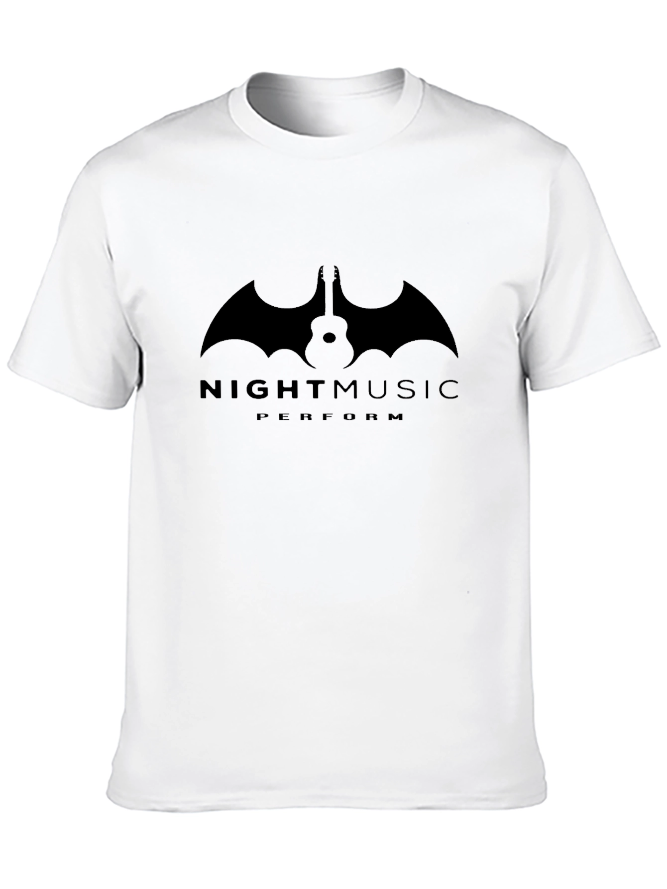 Night Music Guitar Bat Graphic T-Shirt