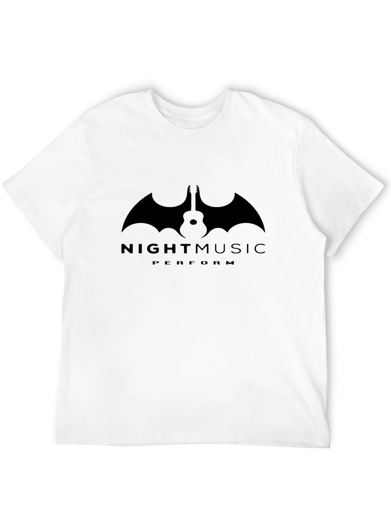 Night Music Guitar Bat Graphic T-Shirt