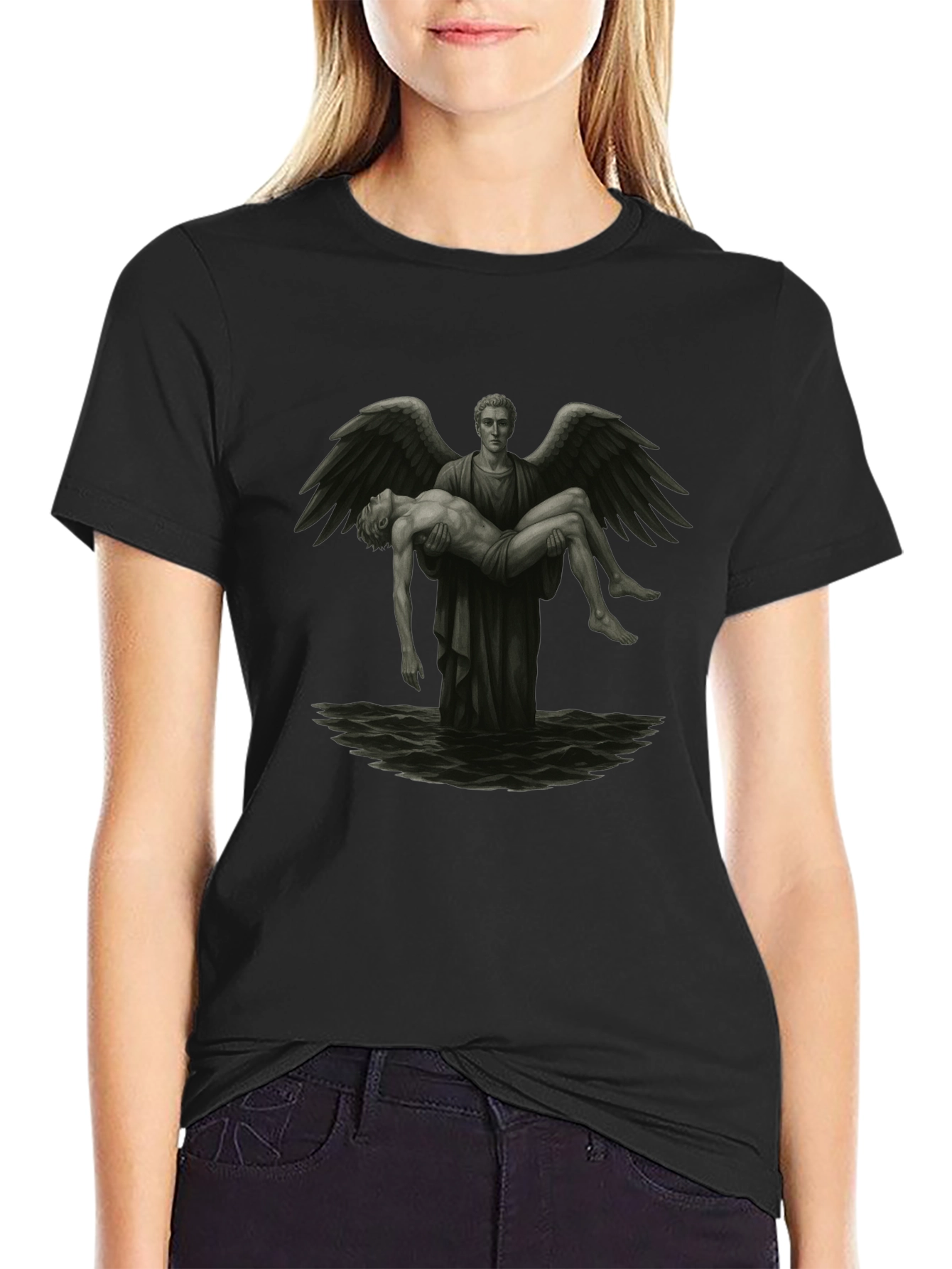 Angel Carrying Man T-Shirt - Black