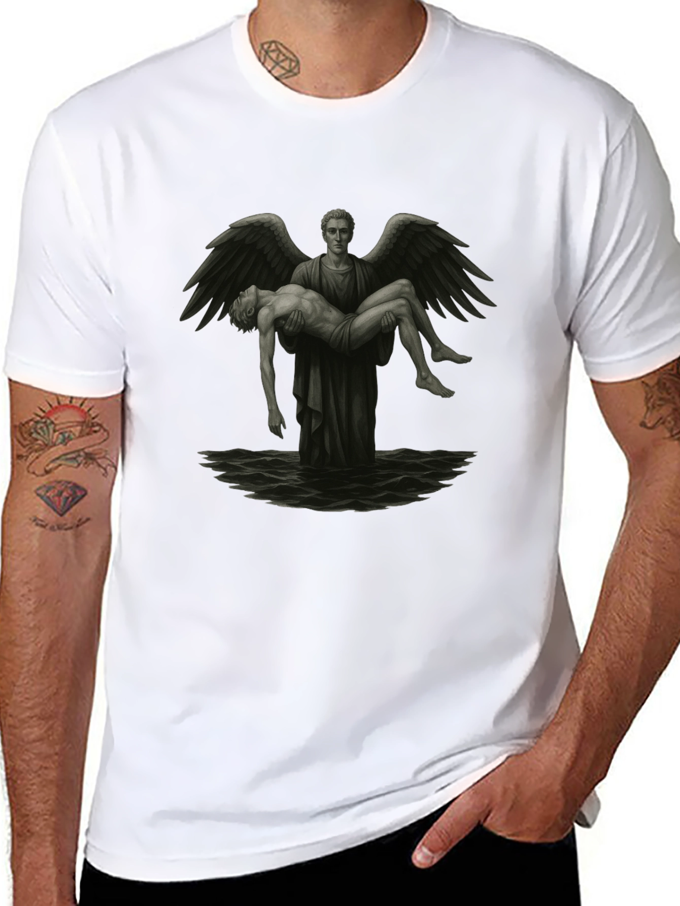 Angel Carrying Man T-Shirt - Black