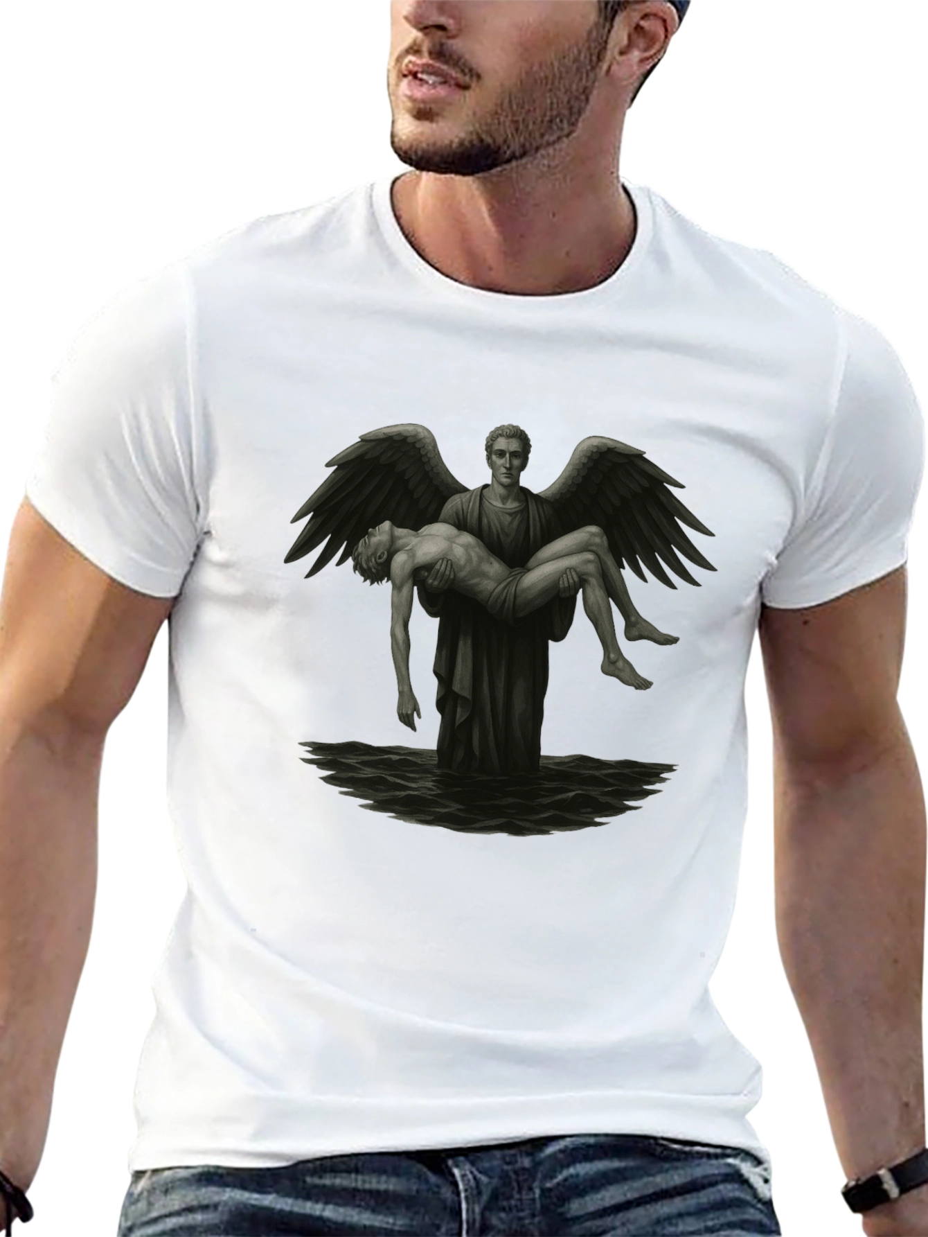 Angel Carrying Man T-Shirt - Black
