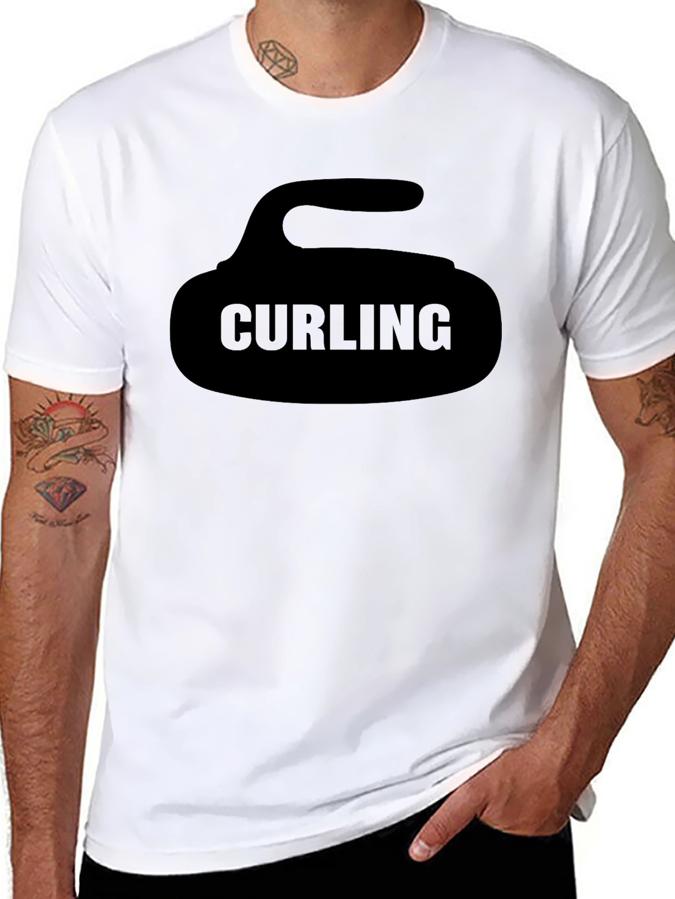 Curling Stone Graphic Tee - Black Sportswear Shirt