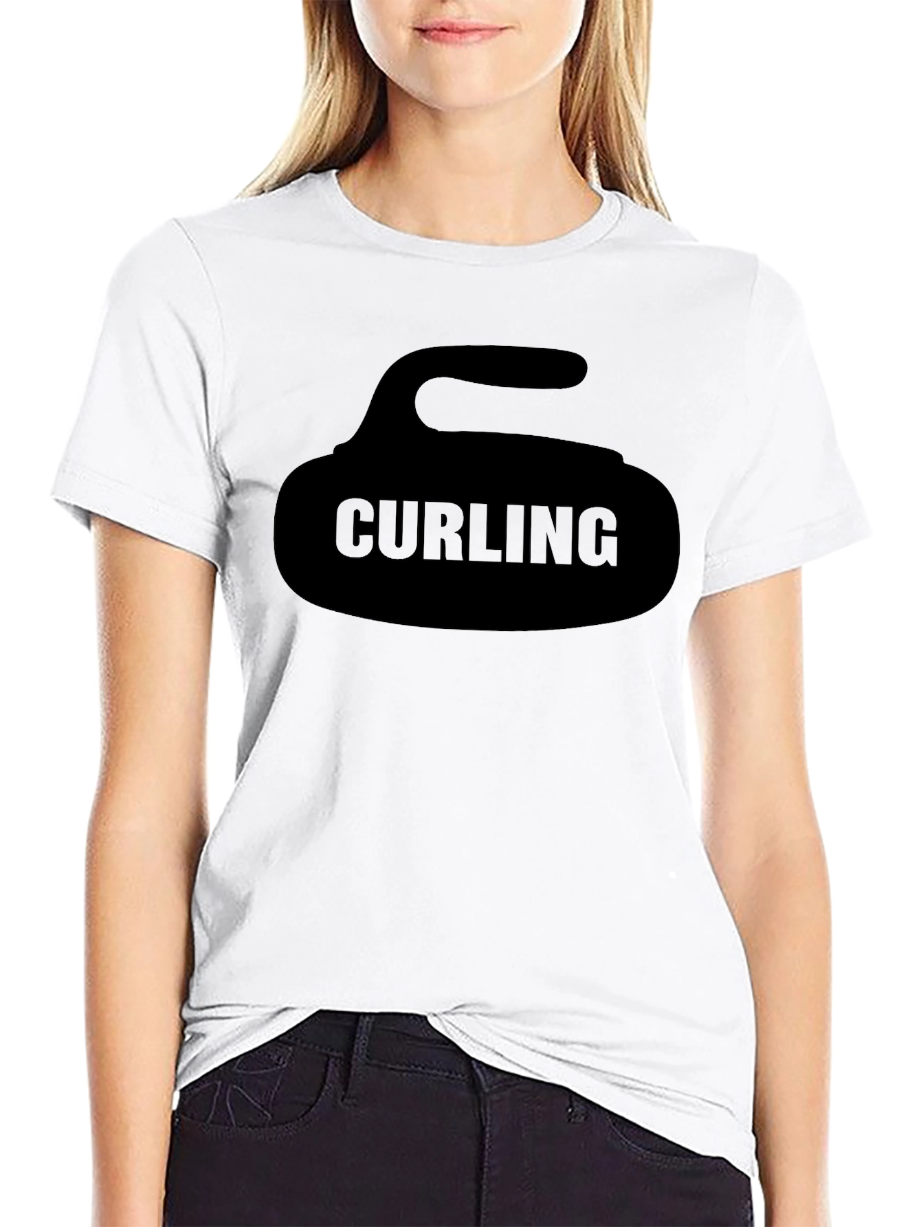 Curling Stone Graphic Tee - Black Sportswear Shirt