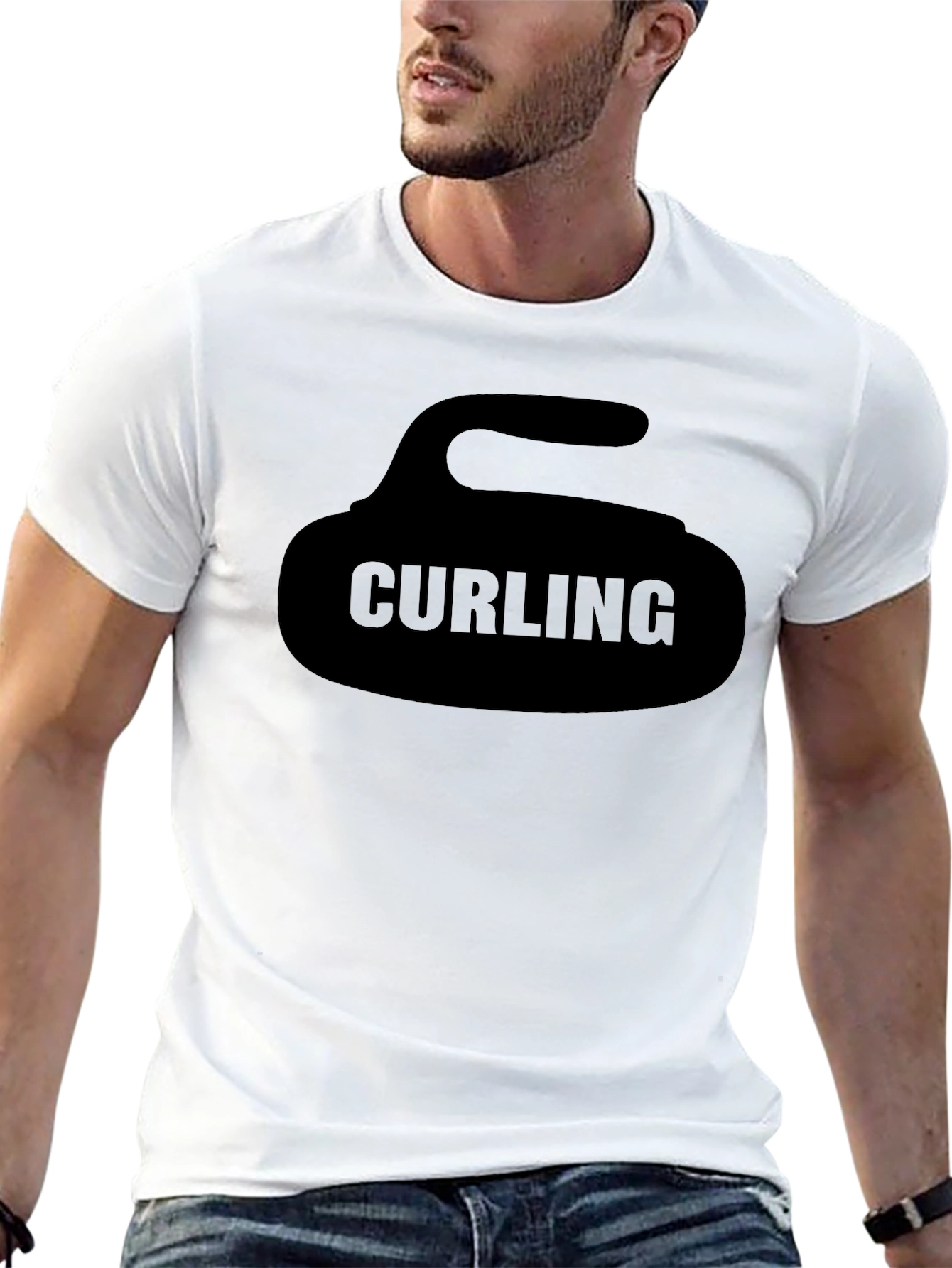 Curling Stone Graphic Tee - Black Sportswear Shirt