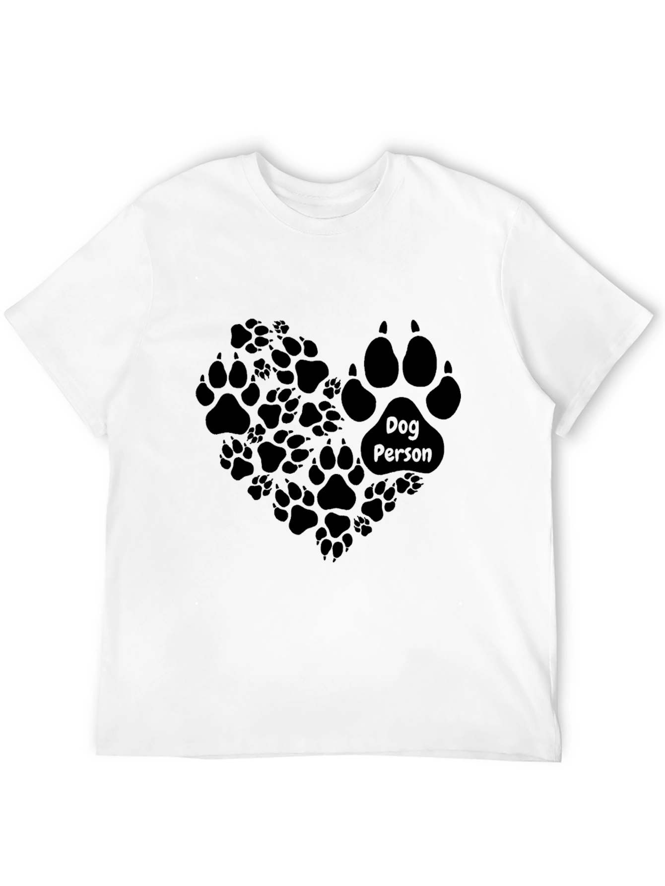 Dog Person Paw Print Heart T-Shirt - Black