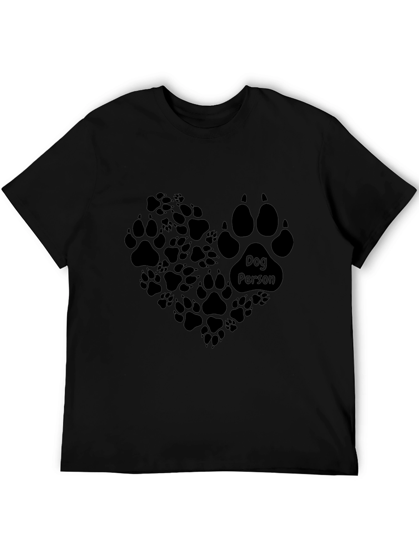 Dog Person Paw Print Heart T-Shirt - Black
