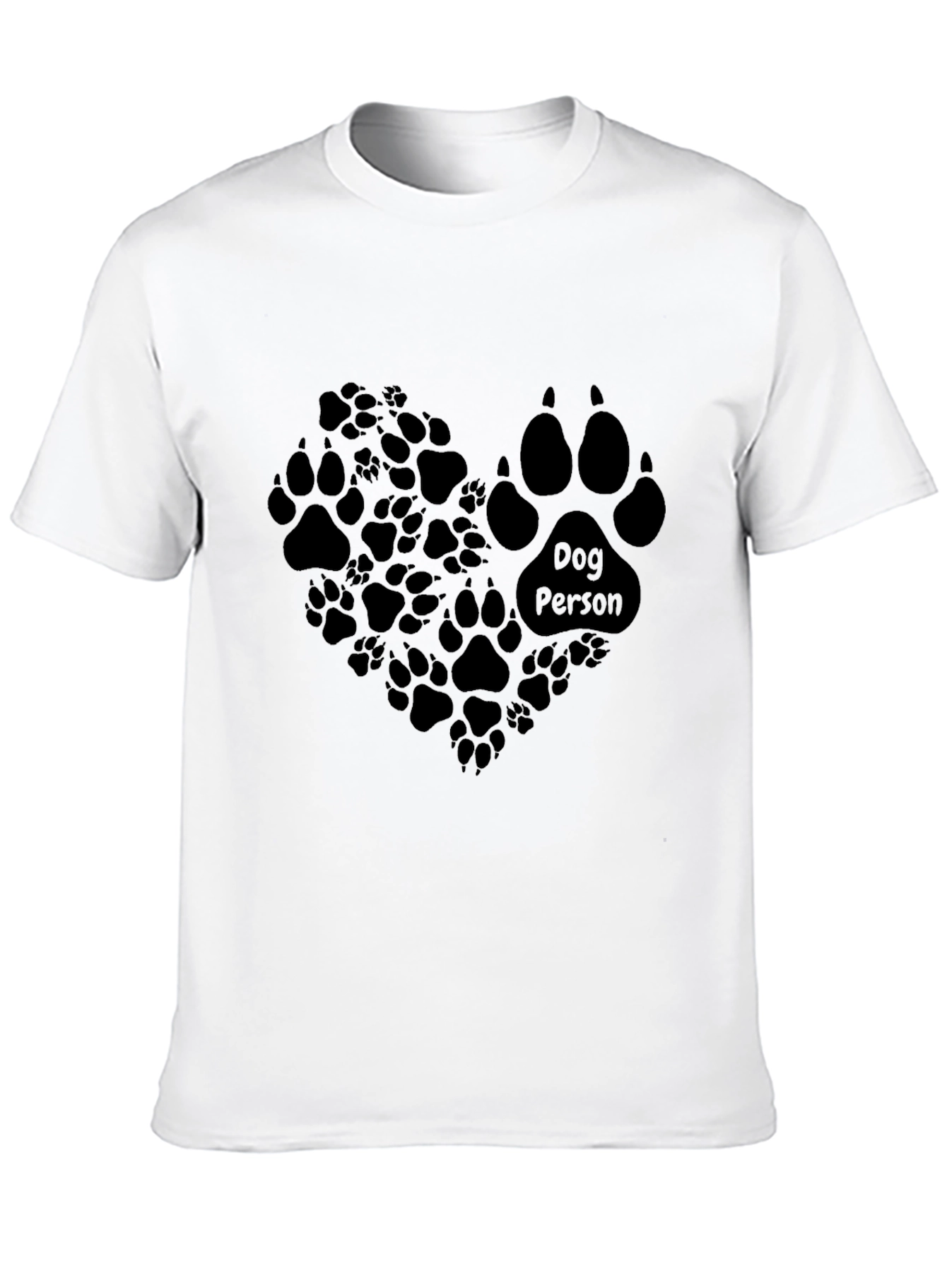 Dog Person Paw Print Heart T-Shirt - Black