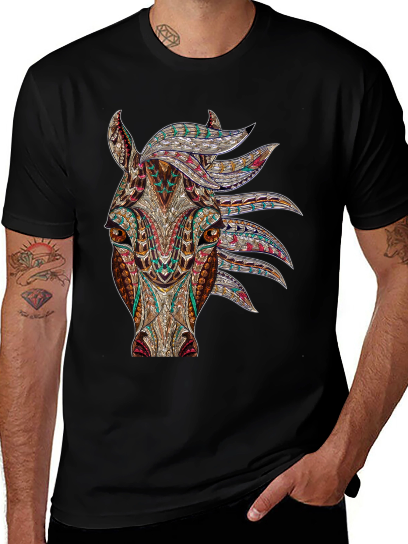 Abstract Horse Graphic T-Shirt