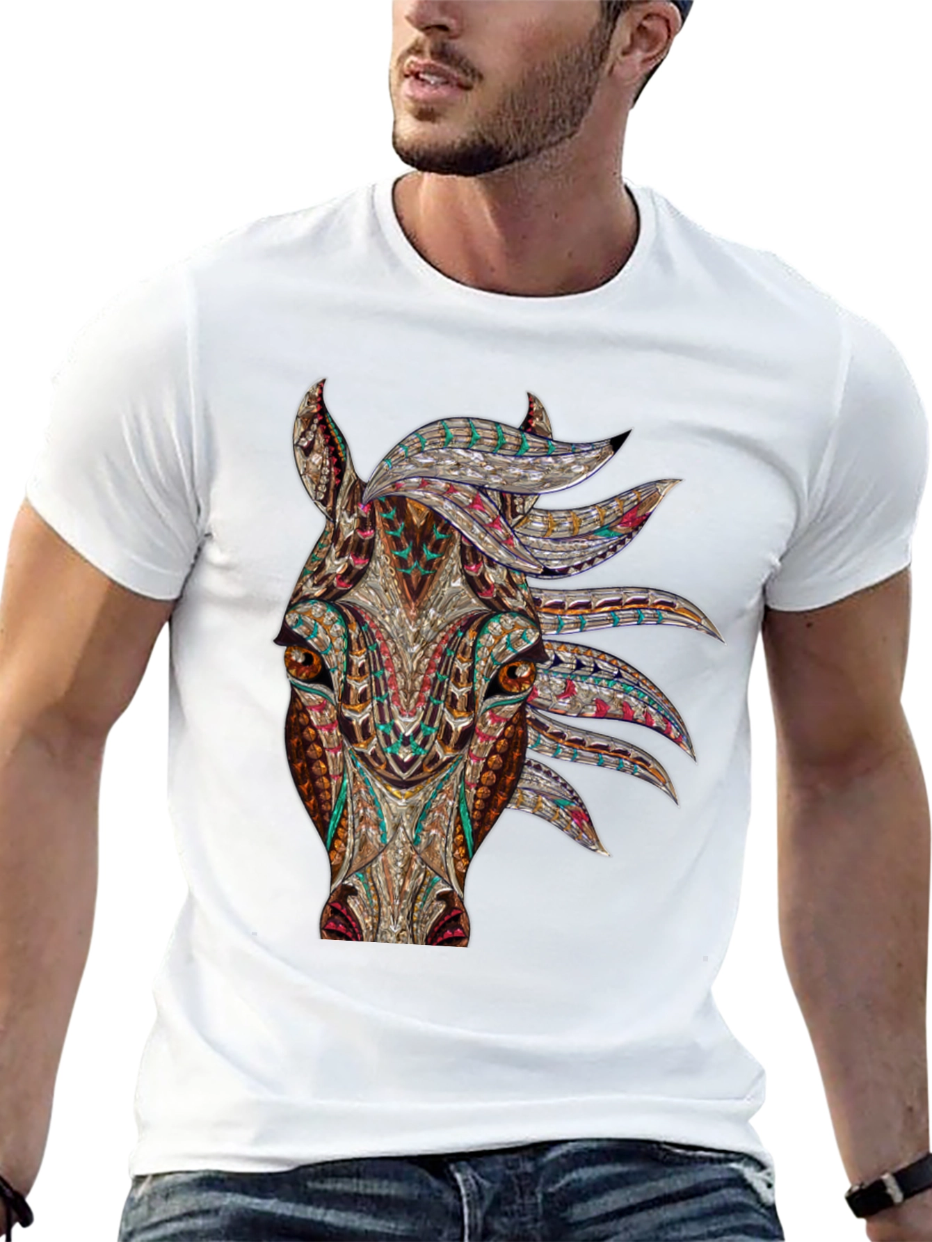 Abstract Horse Graphic T-Shirt