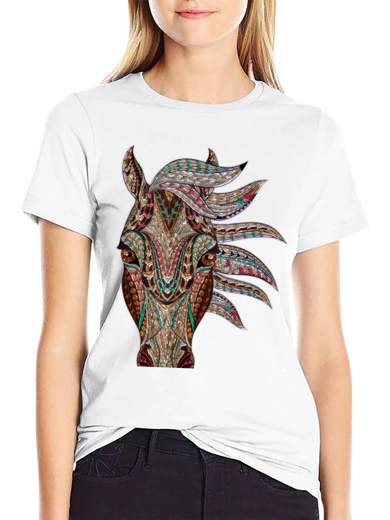 Abstract Horse Graphic T-Shirt