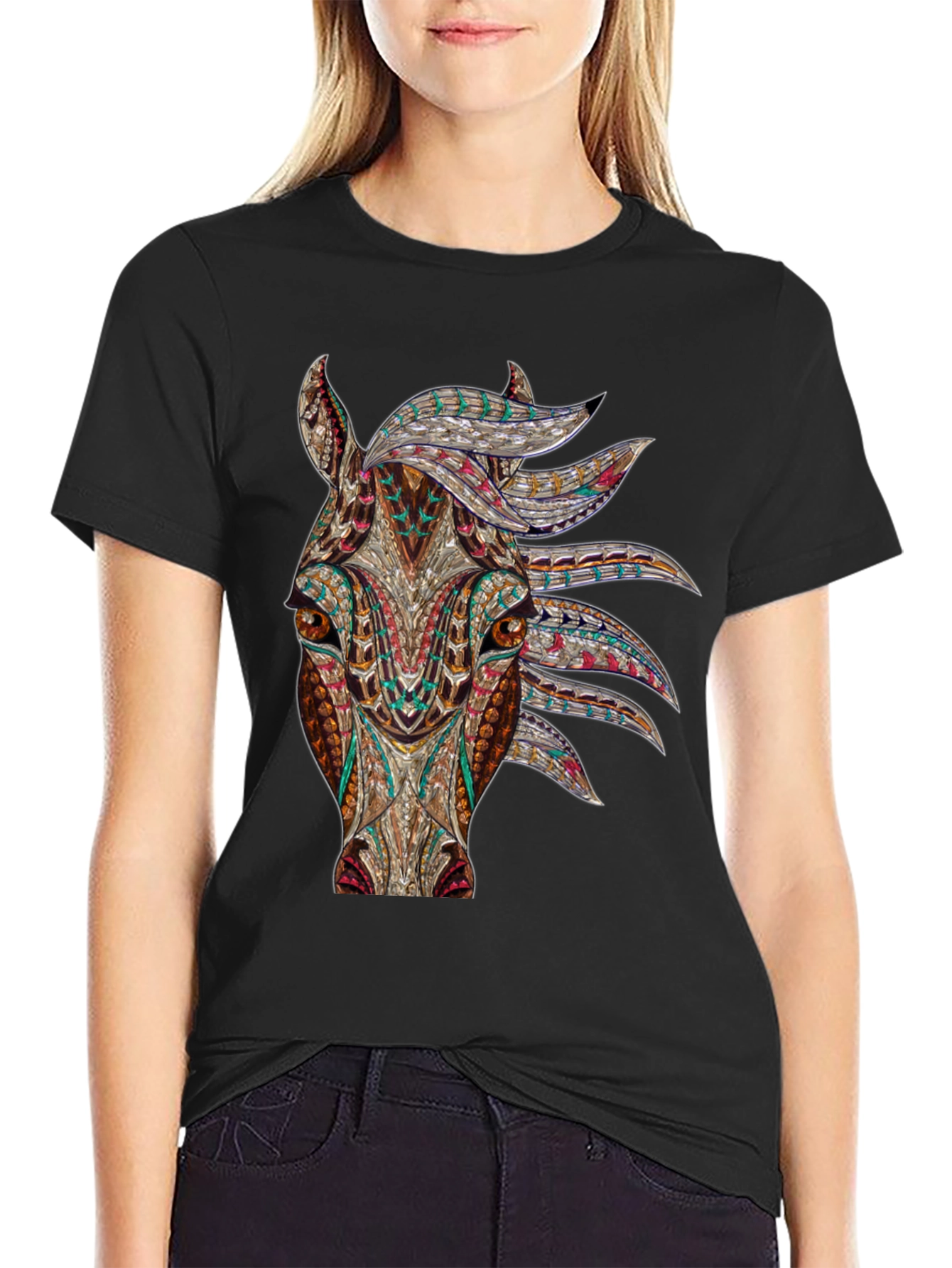 Abstract Horse Graphic T-Shirt
