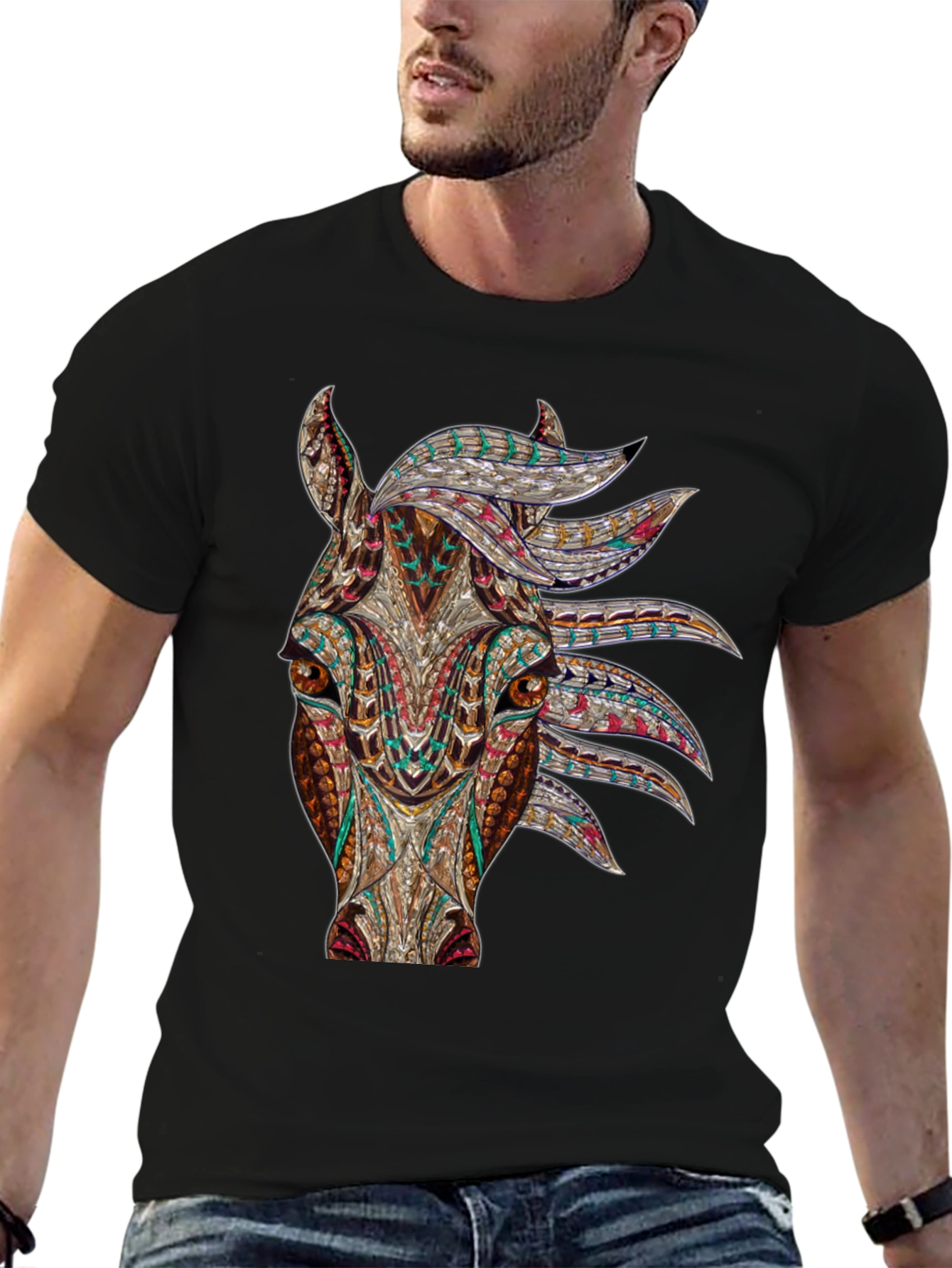 Abstract Horse Graphic T-Shirt