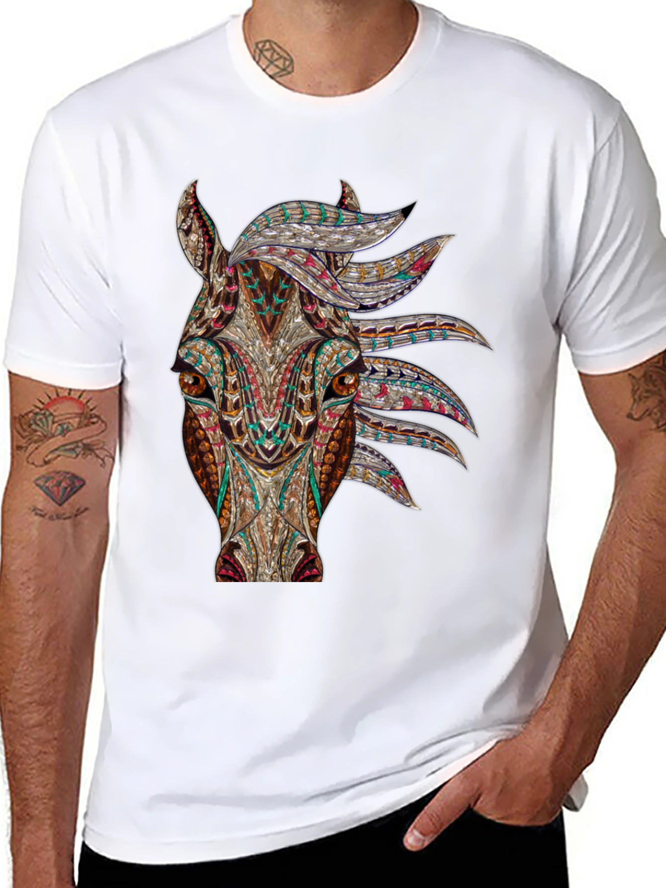Abstract Horse Graphic T-Shirt