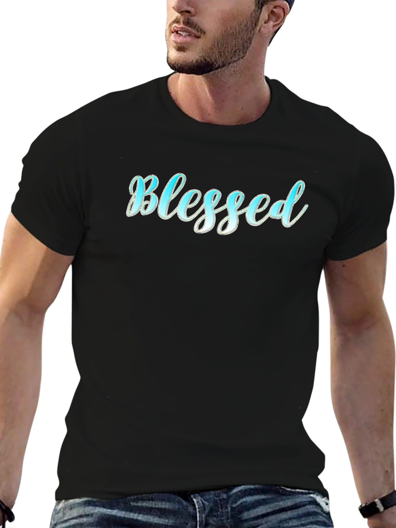 Blessed Script Black T-Shirt - Casual Wear