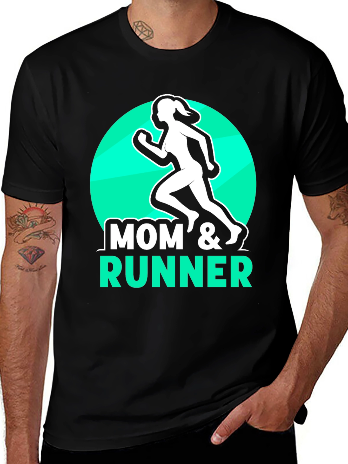 Mom & Runner Black T-Shirt