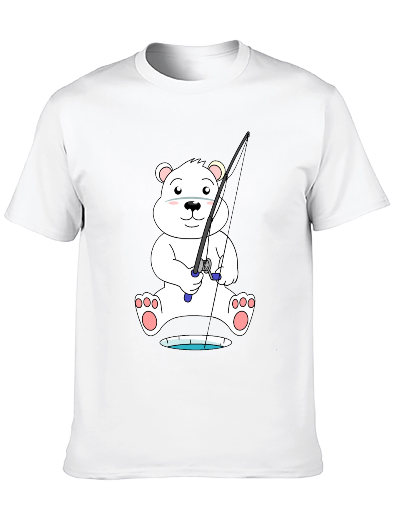 Polar Bear Fishing T-Shirt - Cute Cartoon Tee