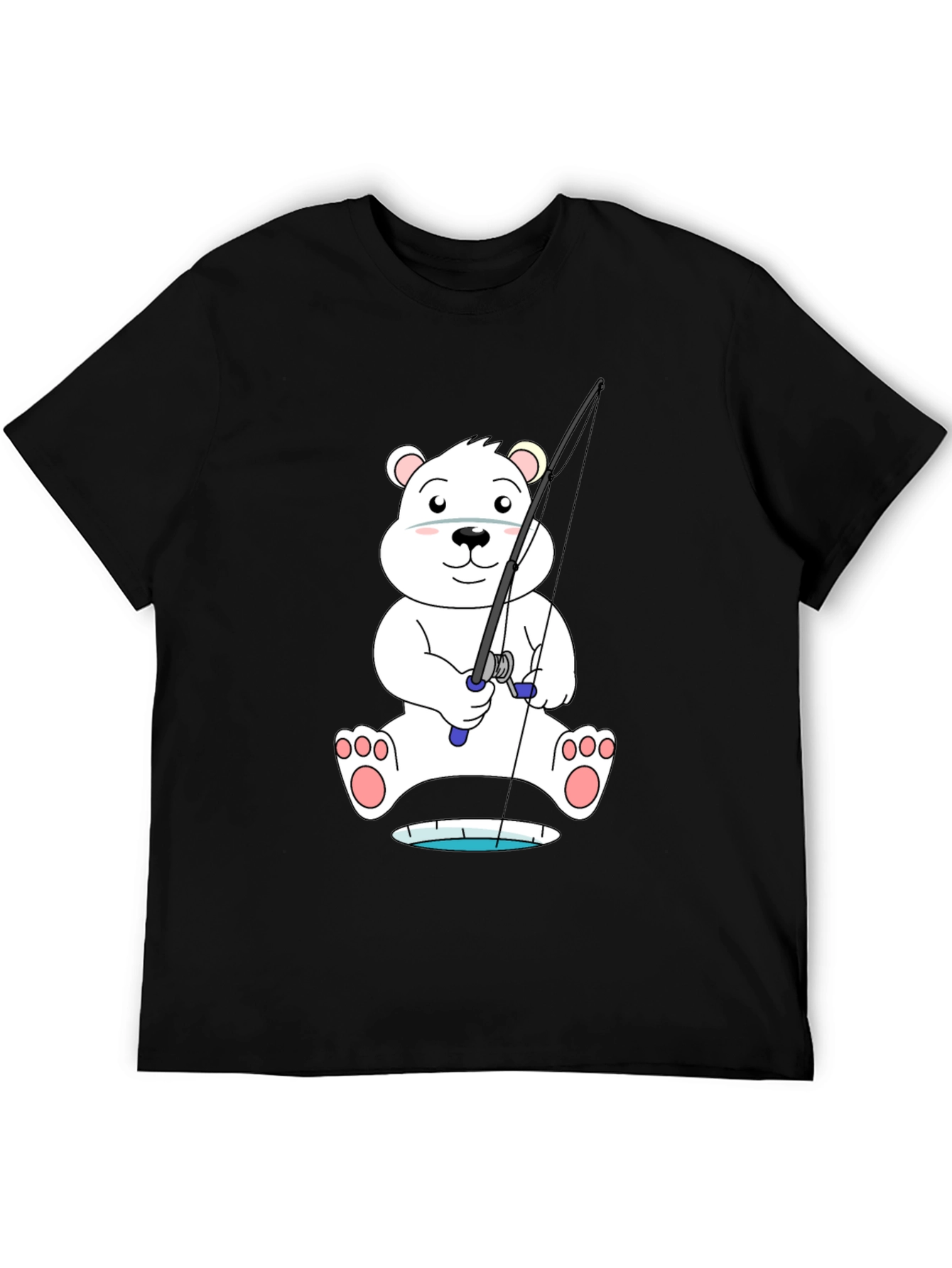 Polar Bear Fishing T-Shirt - Cute Cartoon Tee