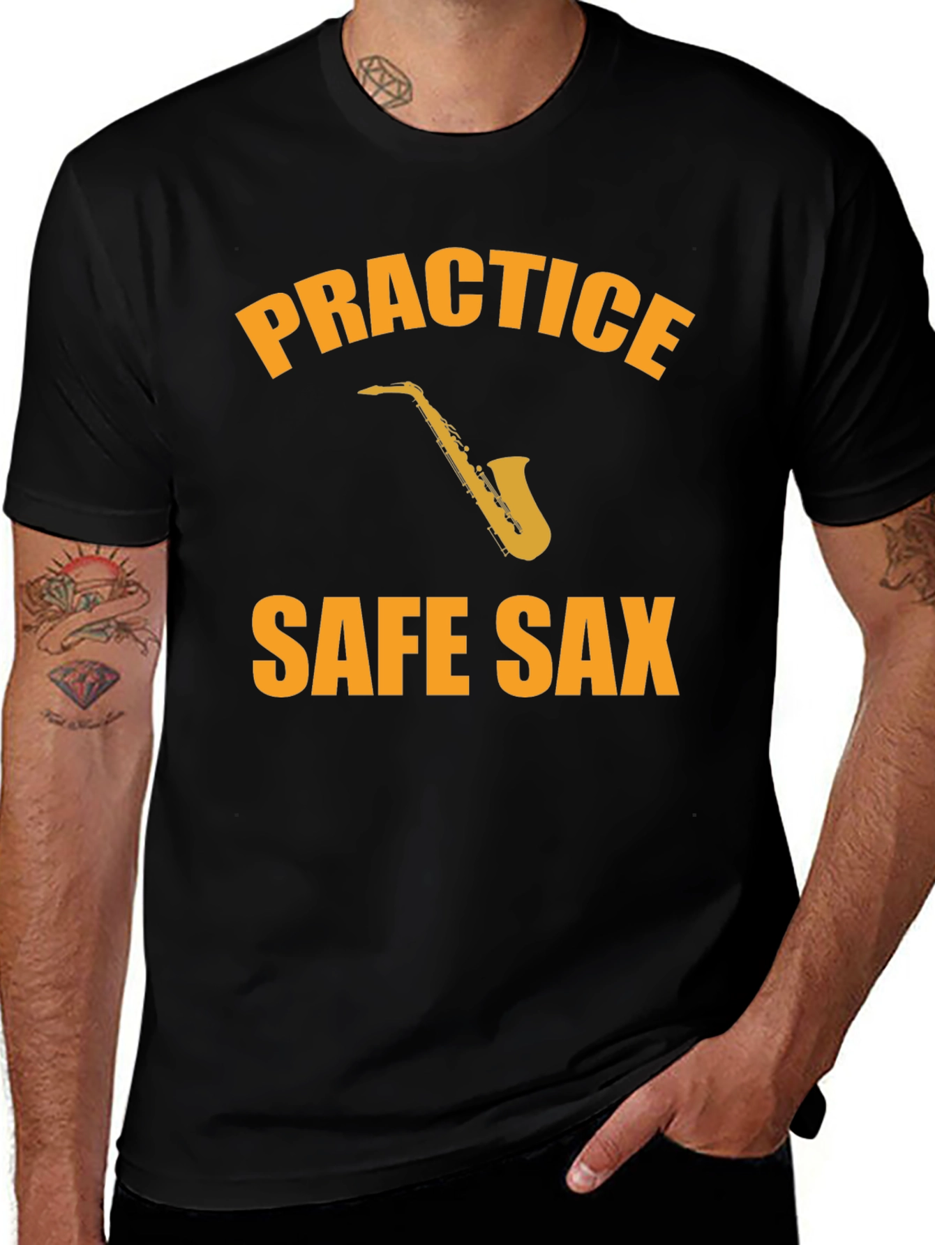 Practice Safe Sax Black T-Shirt