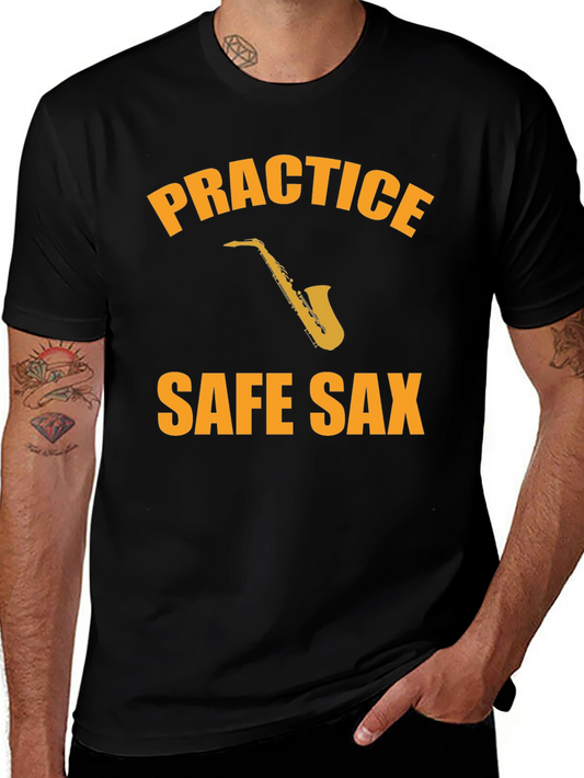 Practice Safe Sax Black T-Shirt