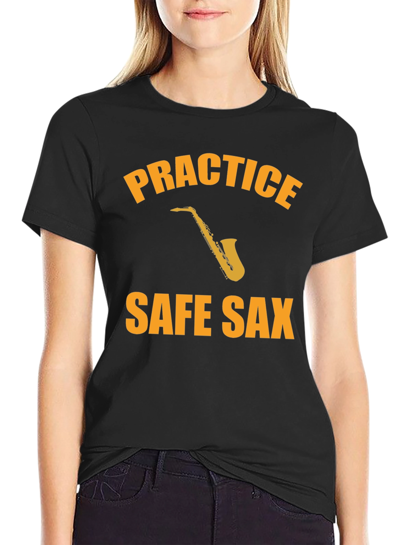Practice Safe Sax Black T-Shirt