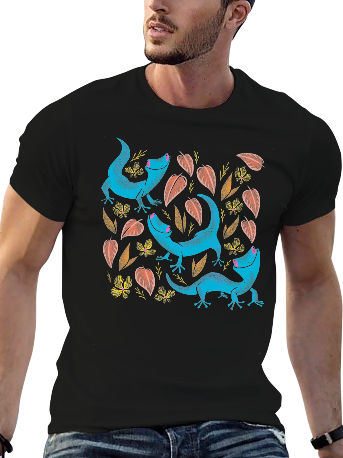 Lizard Print Black T-Shirt