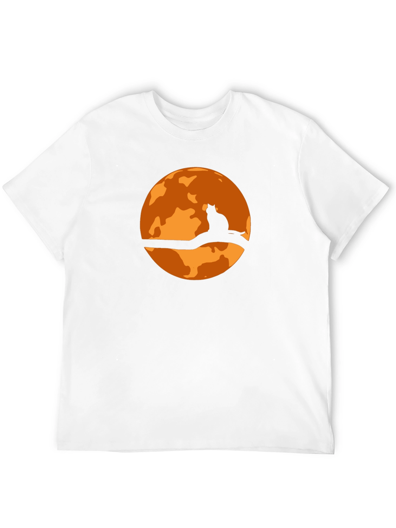 Halloween Cat Moon Graphic T-Shirt - Black