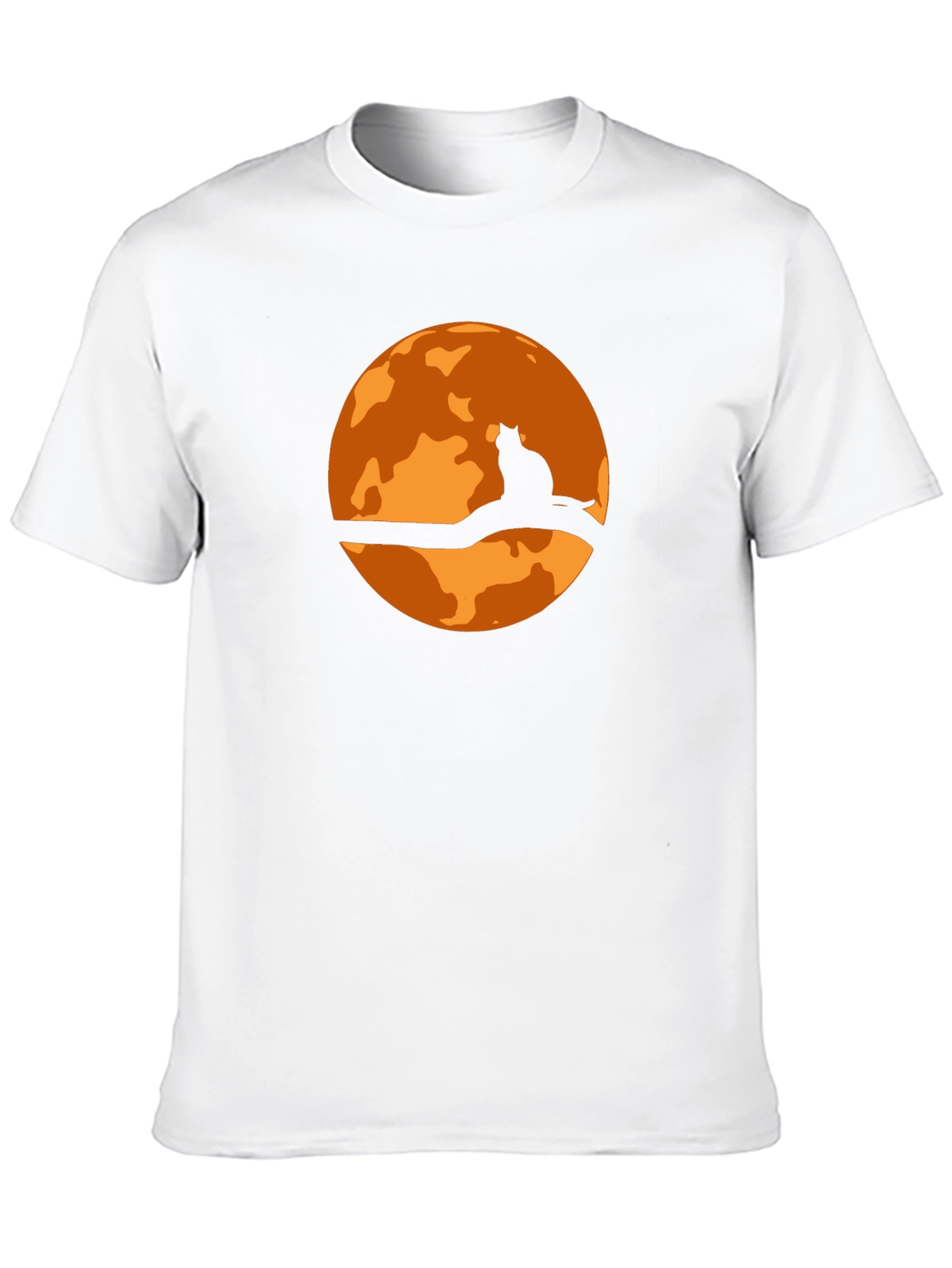 Halloween Cat Moon Graphic T-Shirt - Black