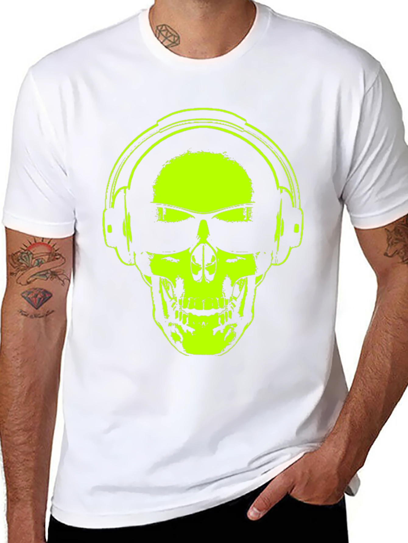Skull Headphones T-Shirt - Vibrant Graphic Tee