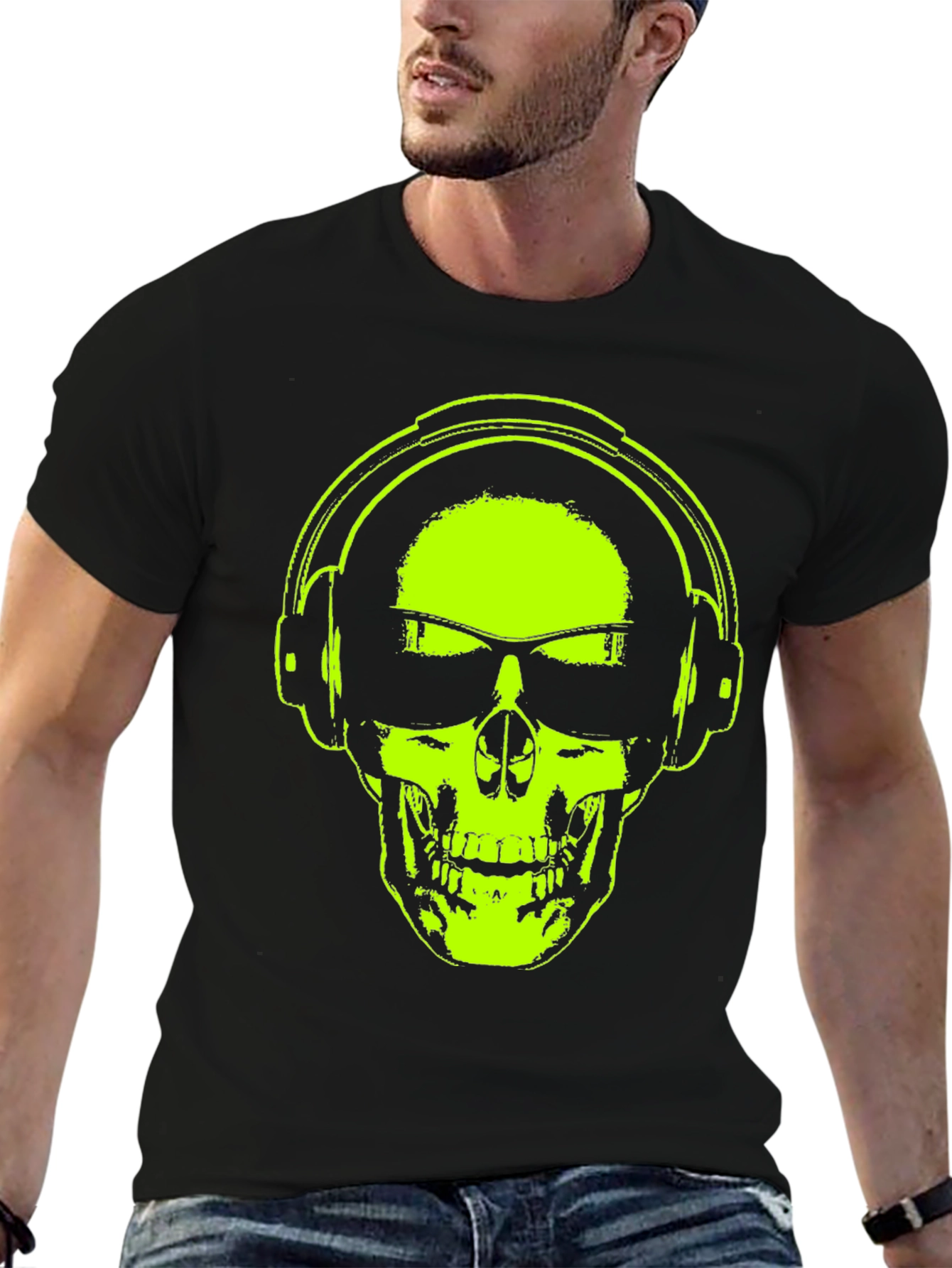 Skull Headphones T-Shirt - Vibrant Graphic Tee