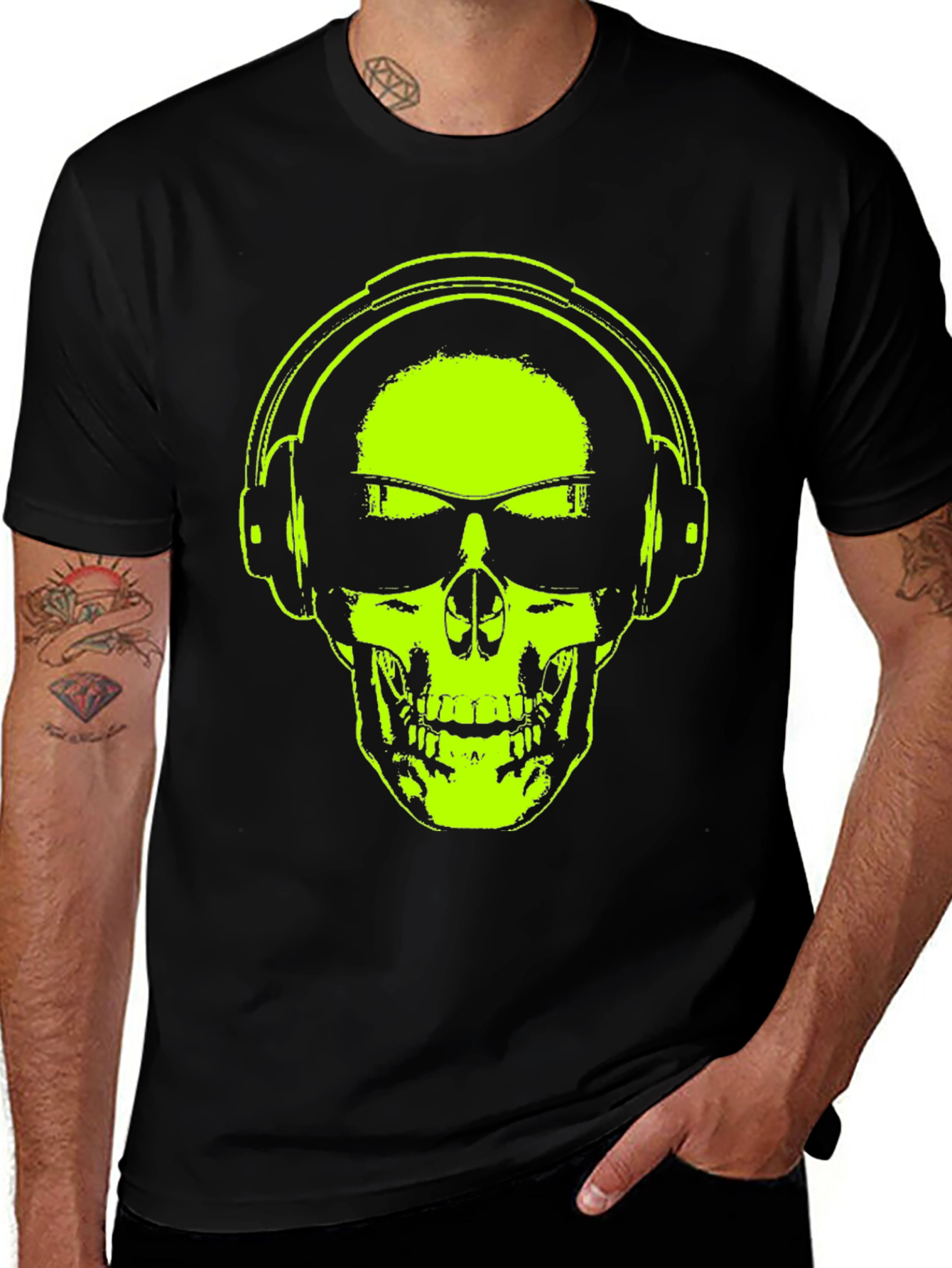 Skull Headphones T-Shirt - Vibrant Graphic Tee