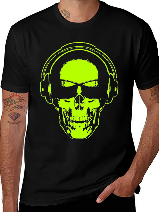 Skull Headphones T-Shirt - Vibrant Graphic Tee