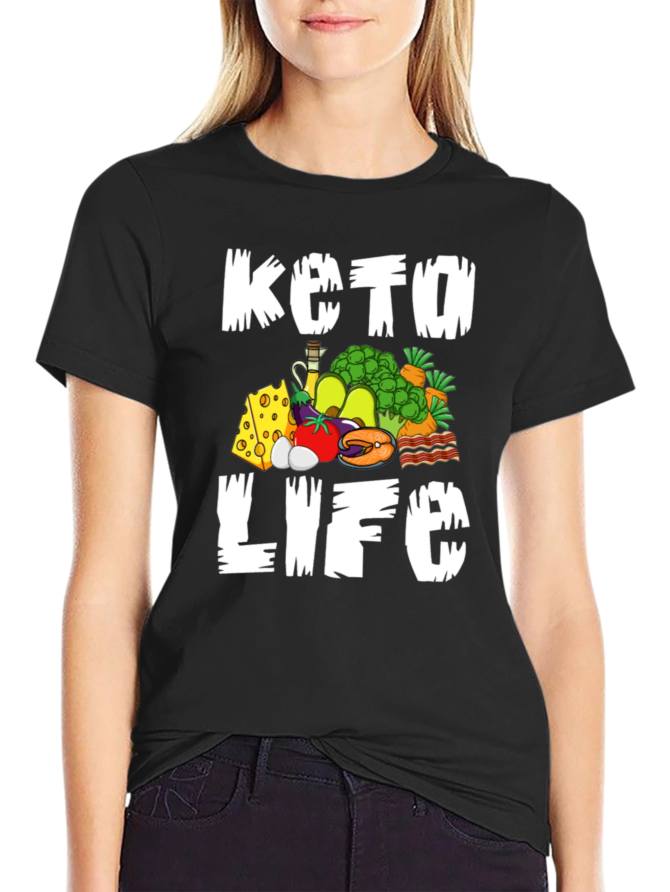 Keto Life Graphic T-Shirt Black Casual