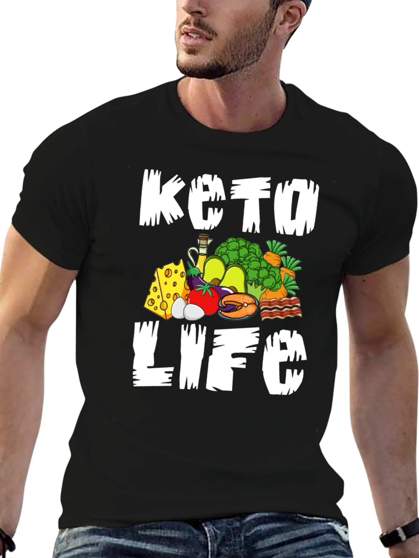 Keto Life Graphic T-Shirt Black Casual