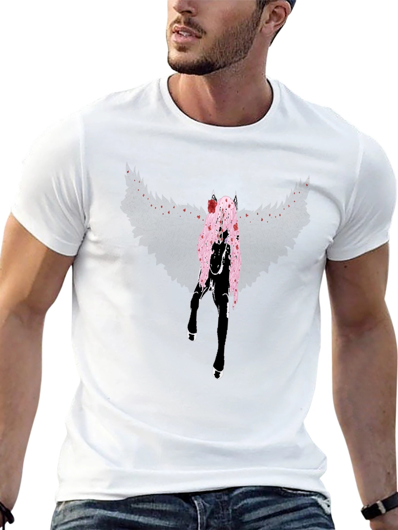 Winged Horse Graphic Tee - Black