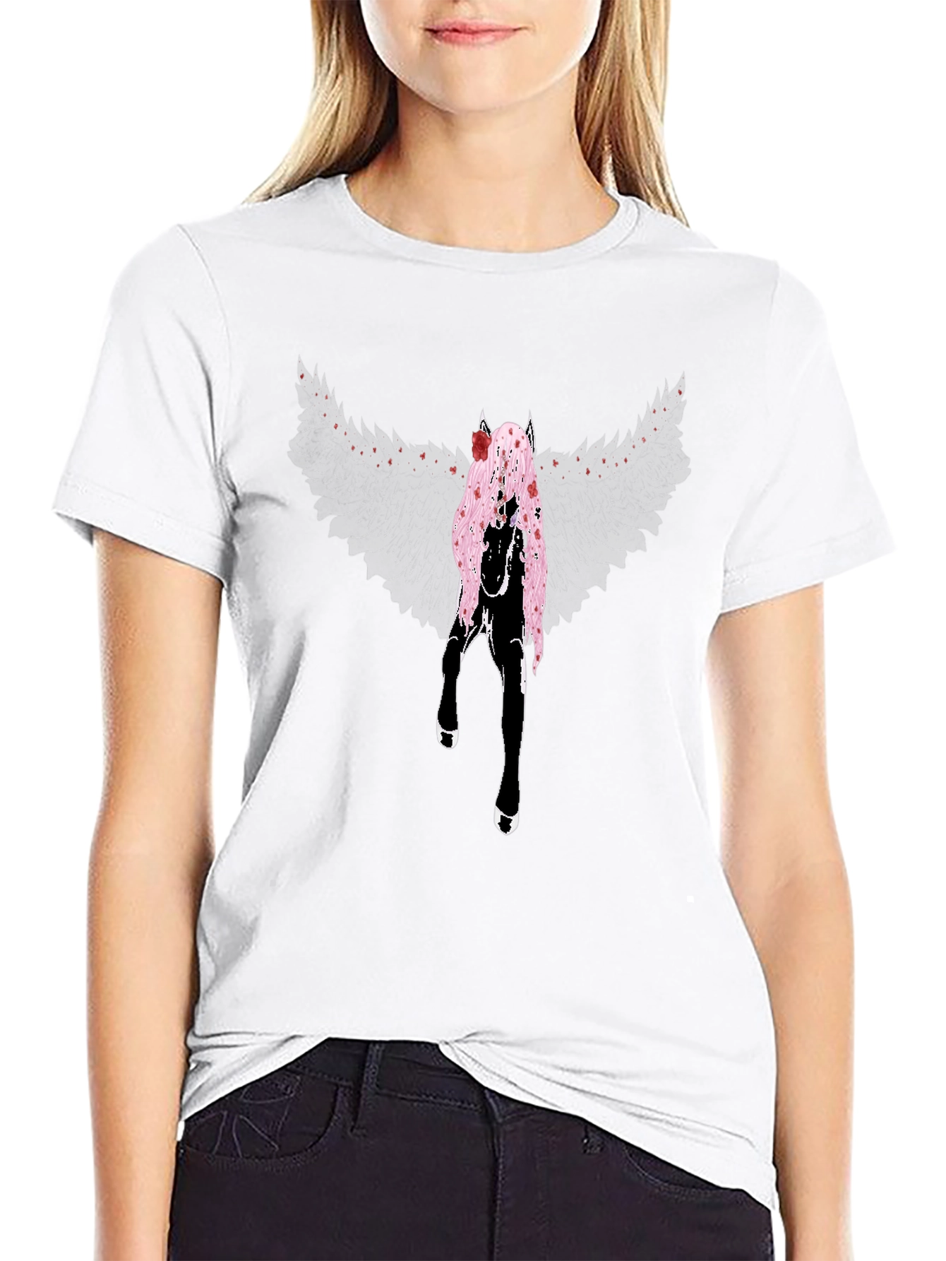 Winged Horse Graphic Tee - Black