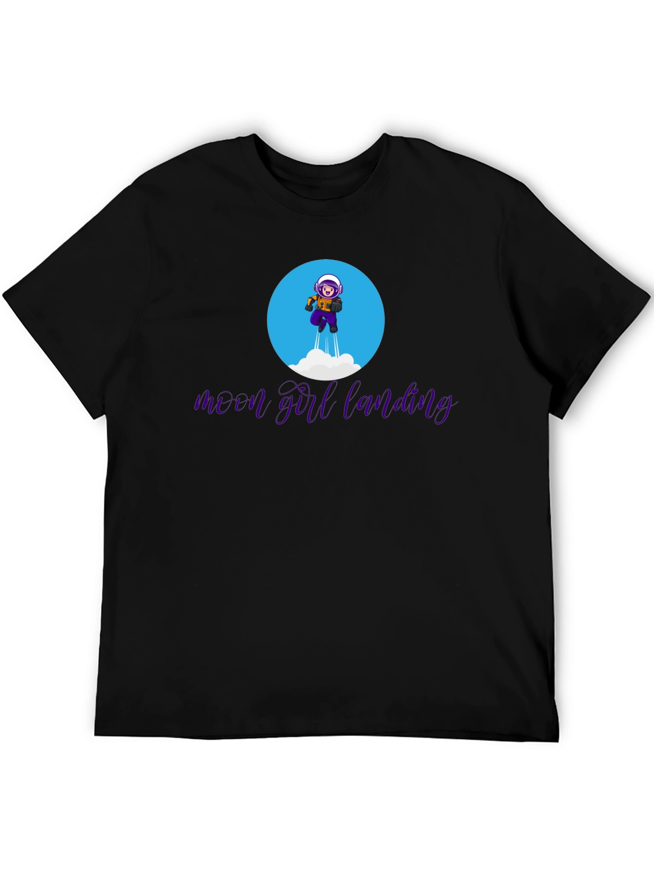 Moon Girl Landing Graphic Tee - Black Cotton