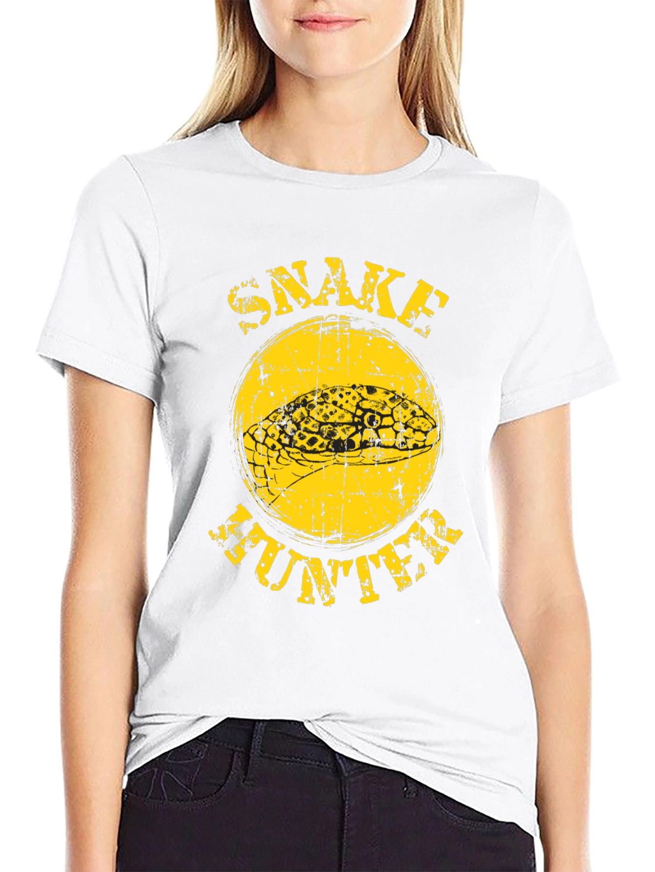 Snake Hunter Graphic T-Shirt - Bold Yellow Design