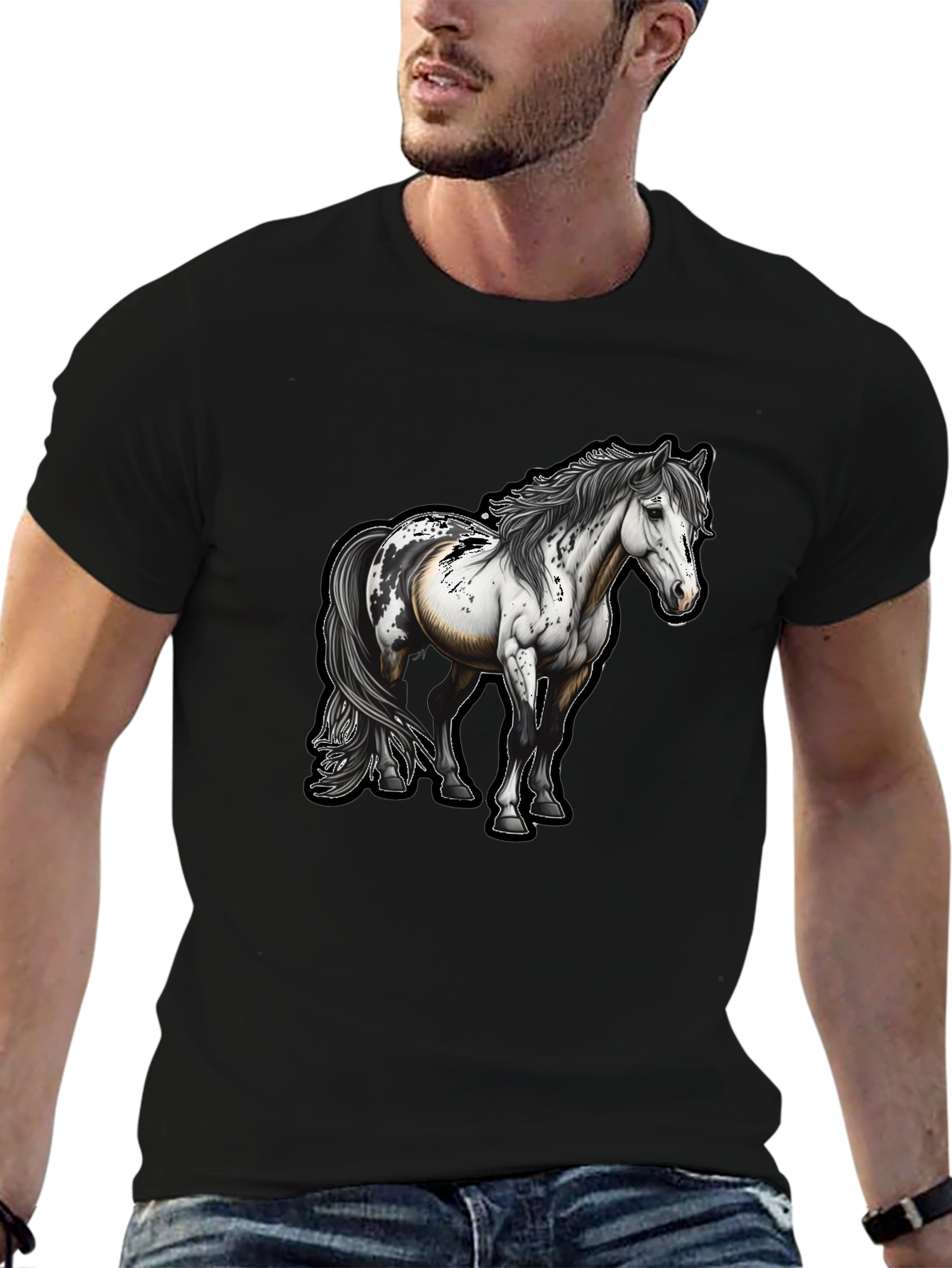 Horse Graphic Tee - Unisex Black T-Shirt