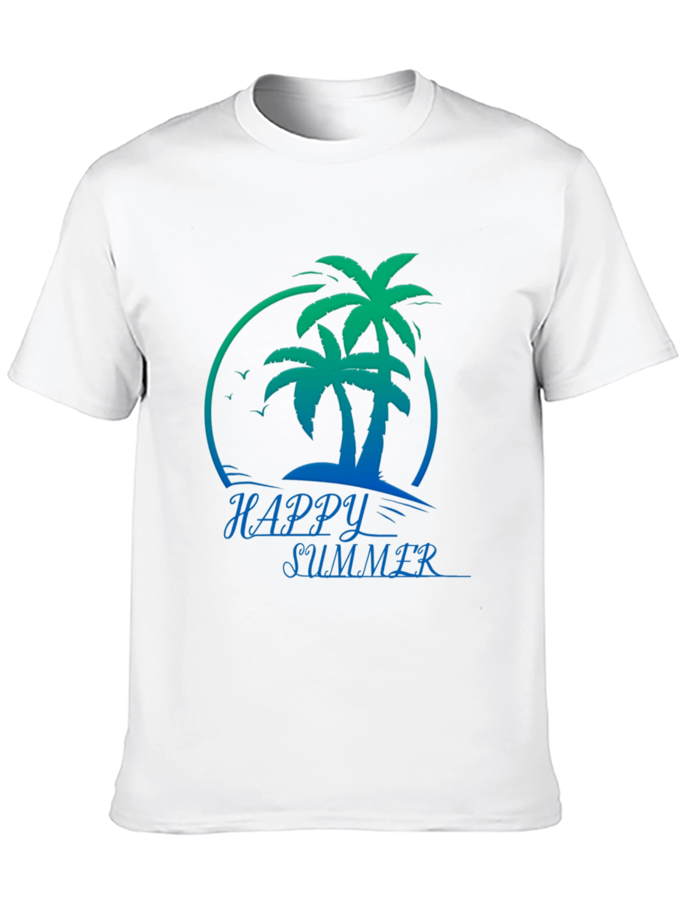 Happy Summer Palm Tree Black T-Shirt
