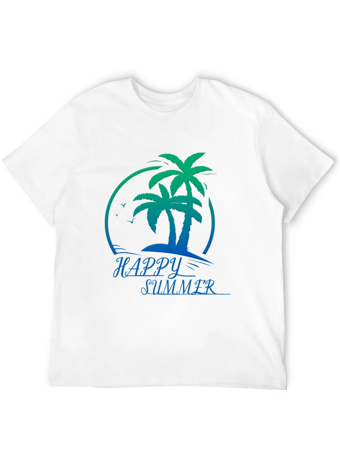 Happy Summer Palm Tree Black T-Shirt