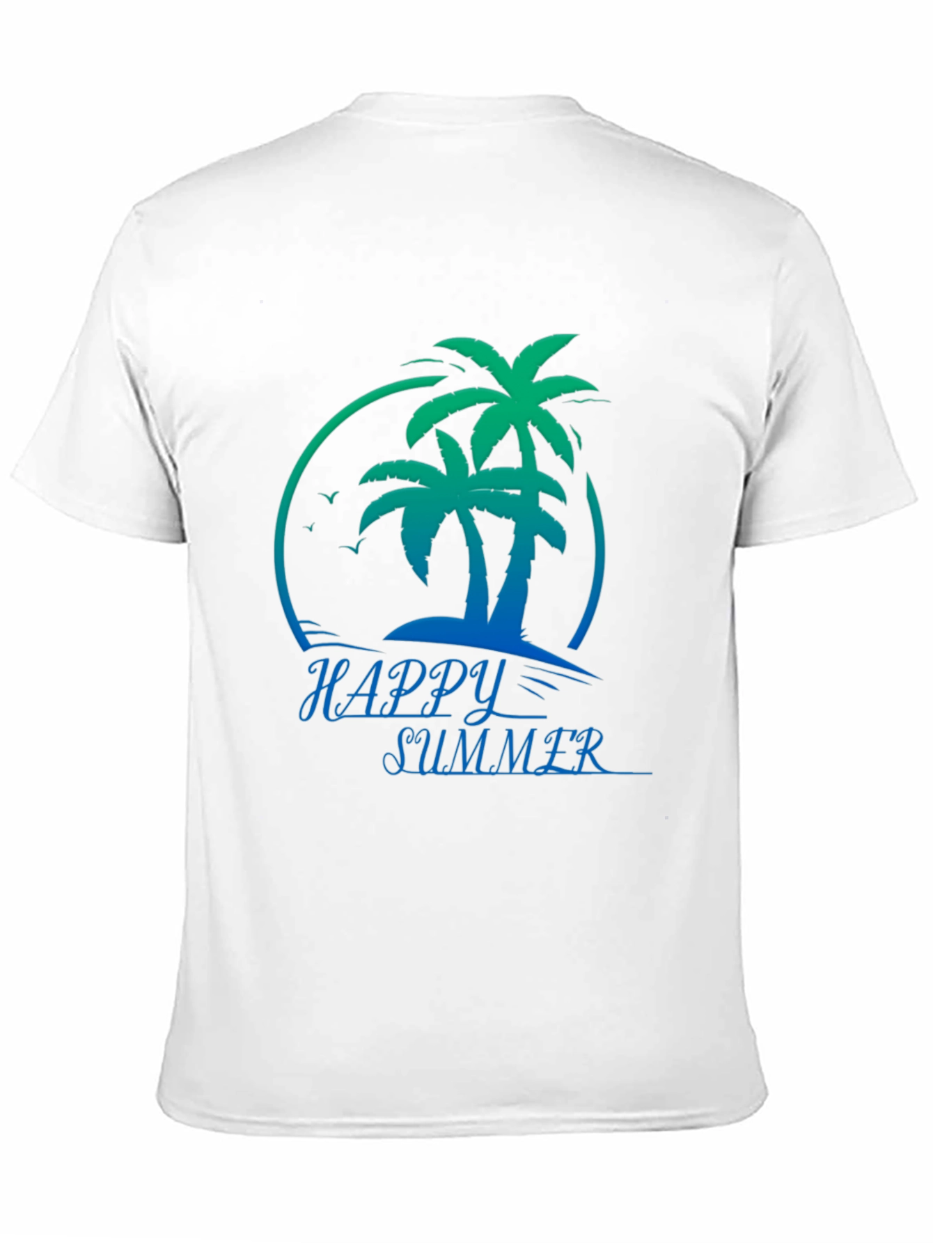 Happy Summer Palm Tree Black T-Shirt