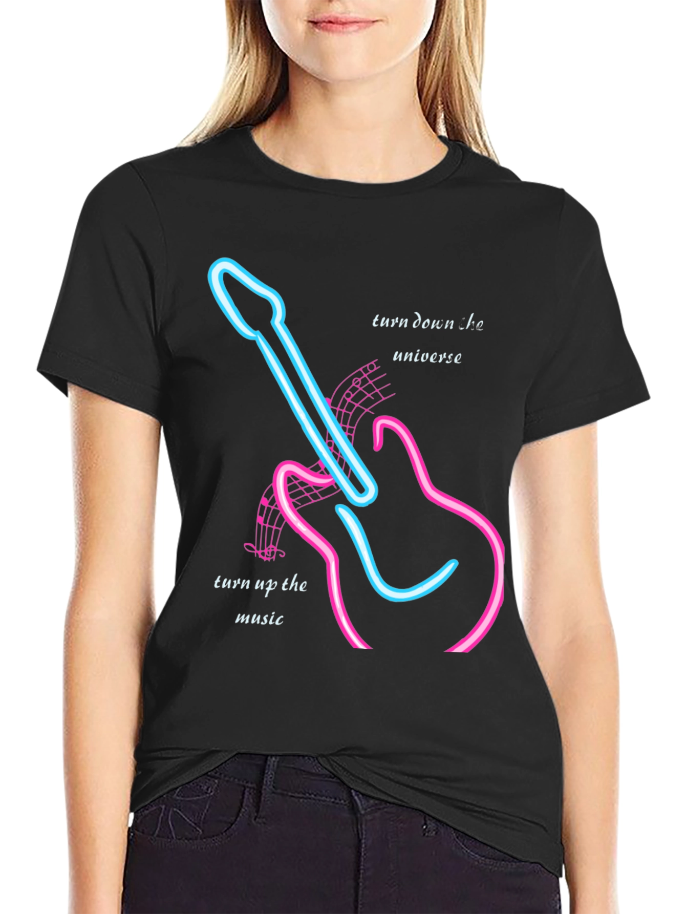 Neon Guitar Music T-Shirt - Turn Up the Music!