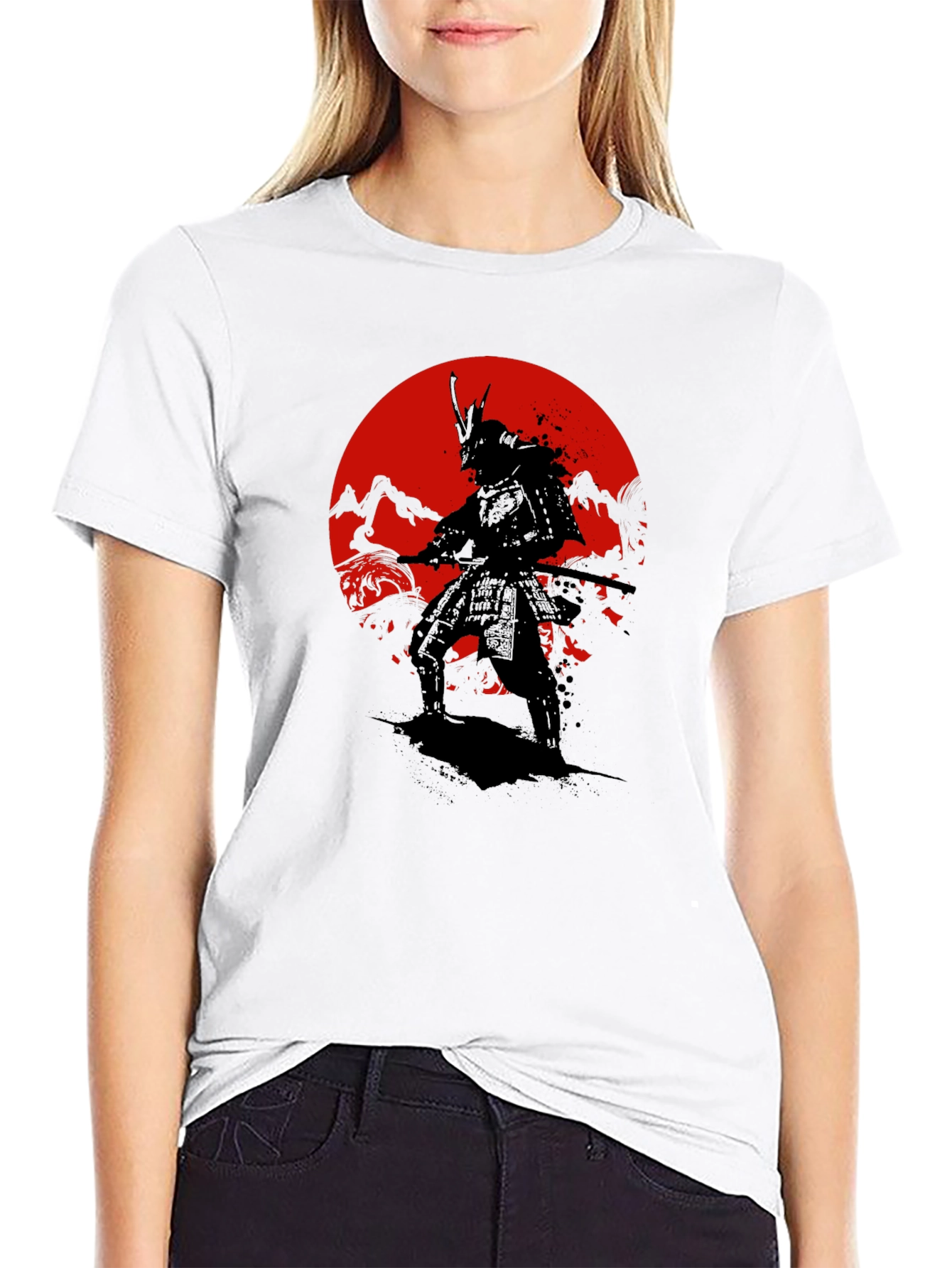 Samurai Sunset Graphic T-Shirt - Black