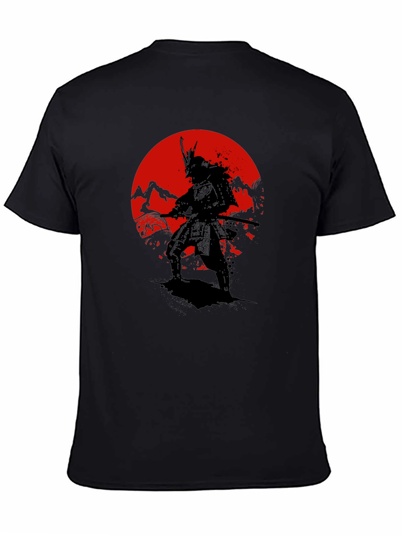 Samurai Sunset Graphic T-Shirt - Black