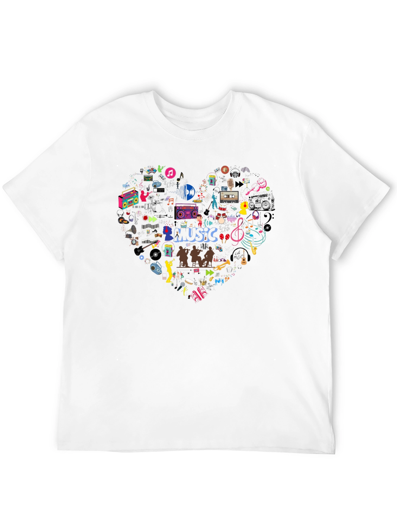 Music Heart T-Shirt - Black Casual Tee