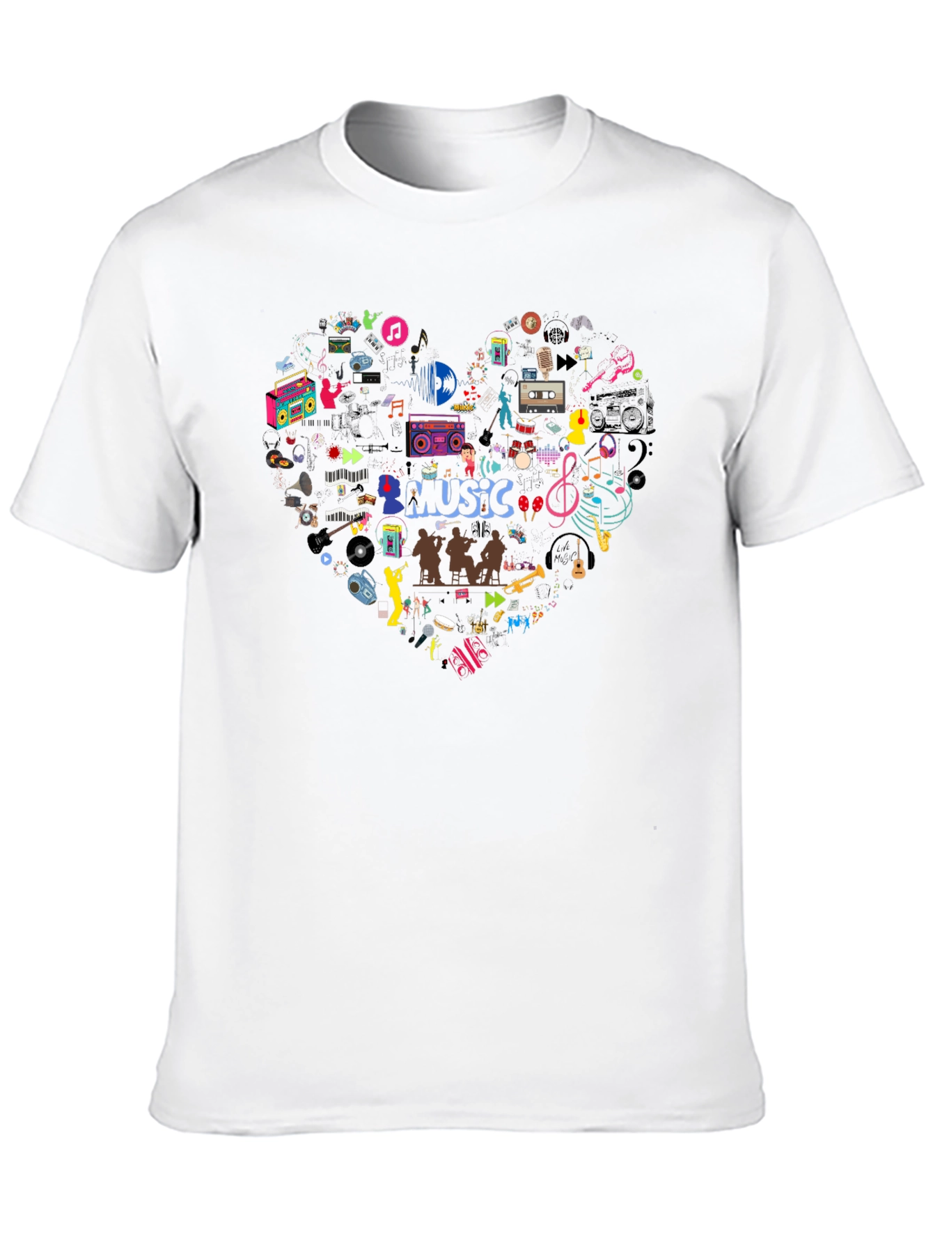 Music Heart T-Shirt - Black Casual Tee