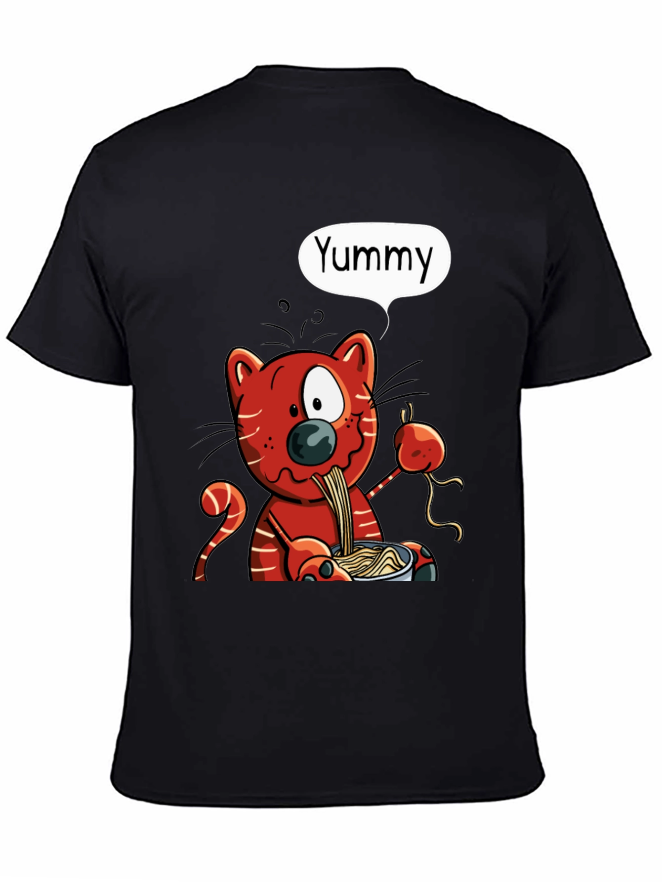 Yummy Cat Ramen Graphic T-Shirt - Black