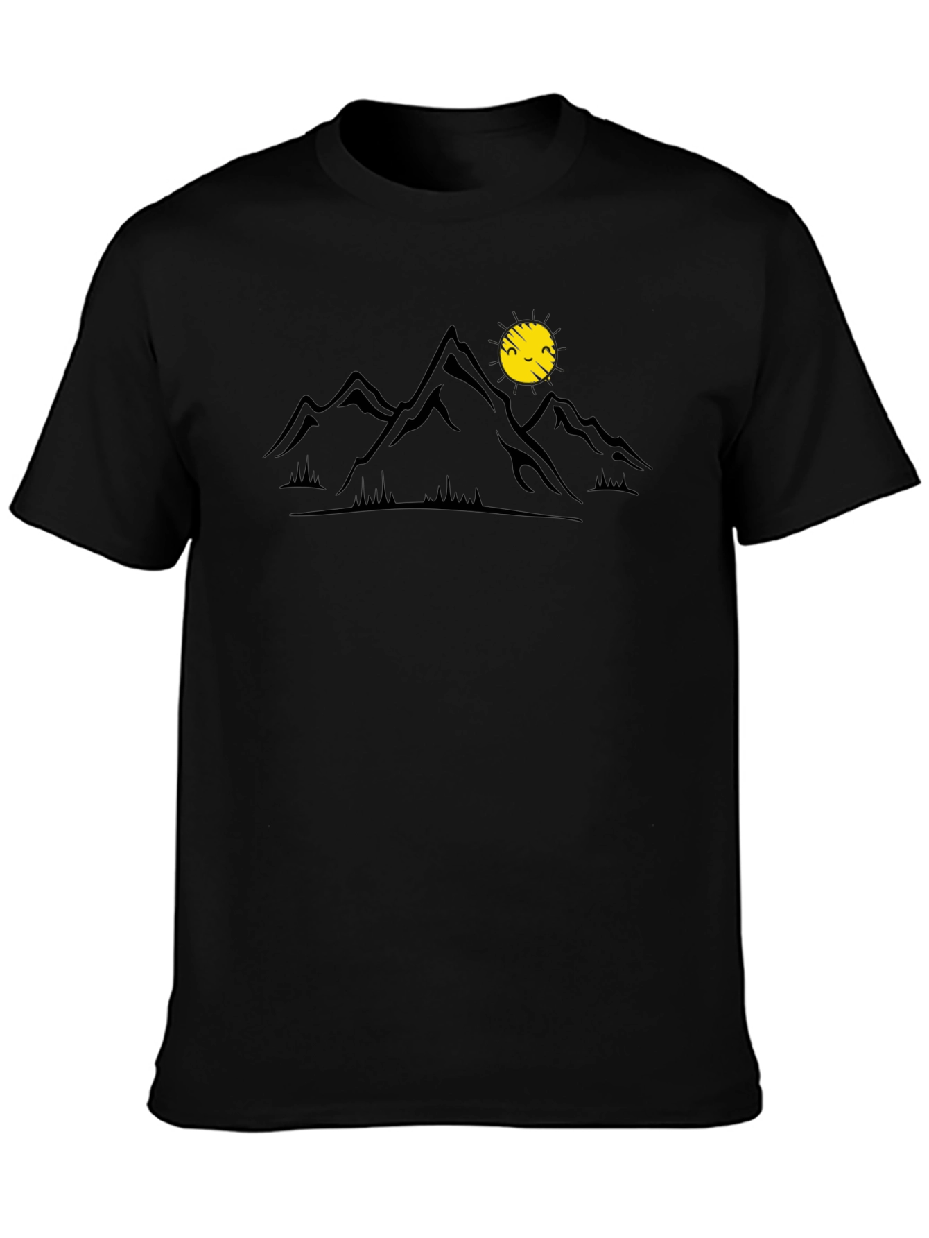 Mountain & Sun Graphic Tee - Black Casual Shirt