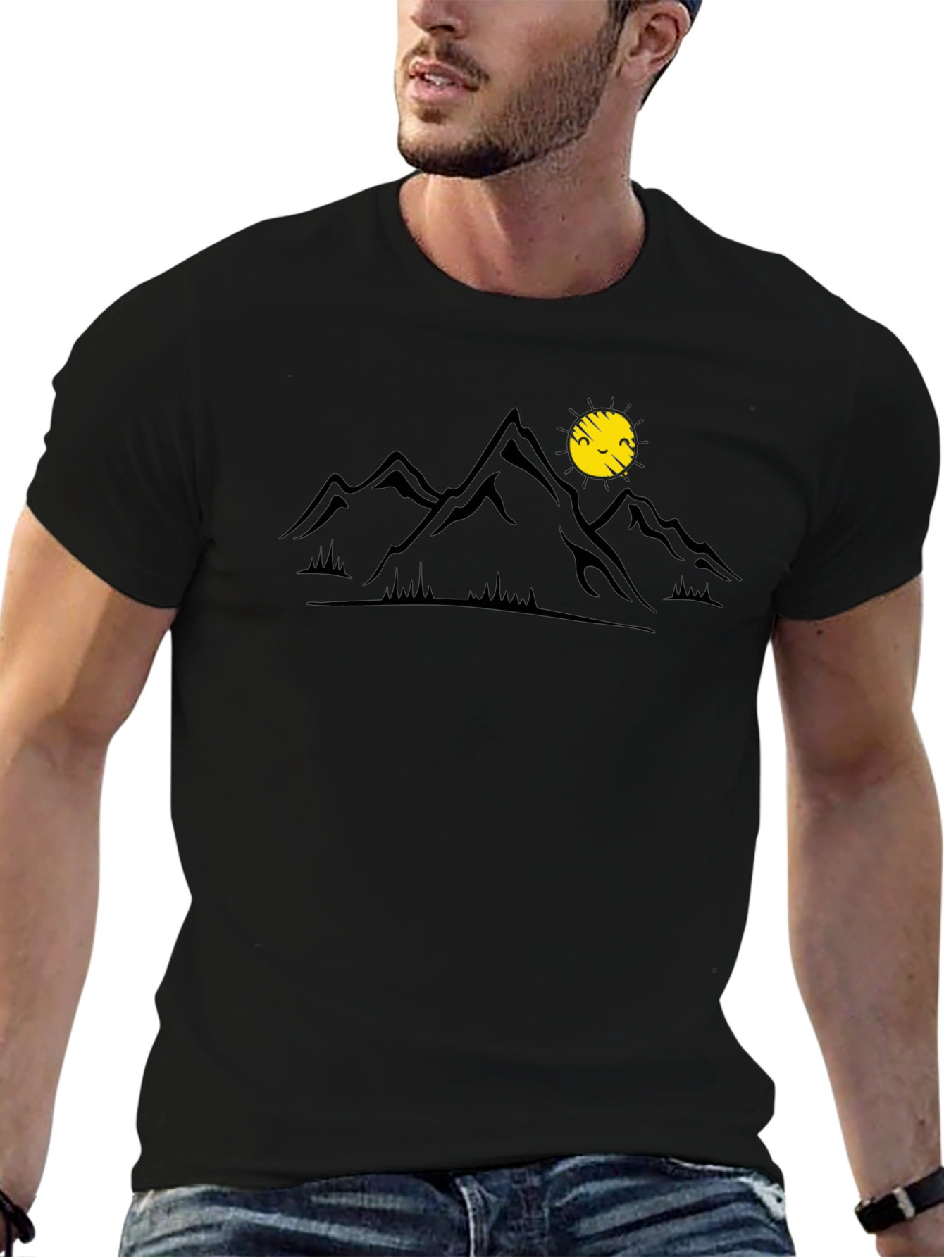Mountain & Sun Graphic Tee - Black Casual Shirt